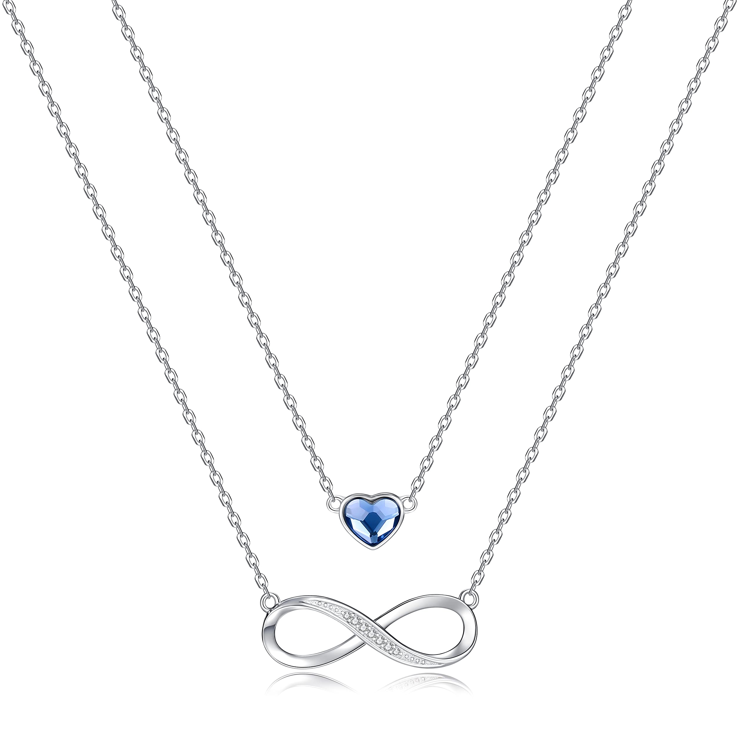 LOUISA SECRET Infinity Love Heart Crystal Necklace for Women - 925 Sterling Silver Pendant with Cubic Zirconia - Elegant Jewelry Gift for Wife, Mother, Sister, Daughter - Perfect for Birthday, Anniversary, Christmas & Valentine's Day - Ideal for Date Nights, Weddings & Special Occasions