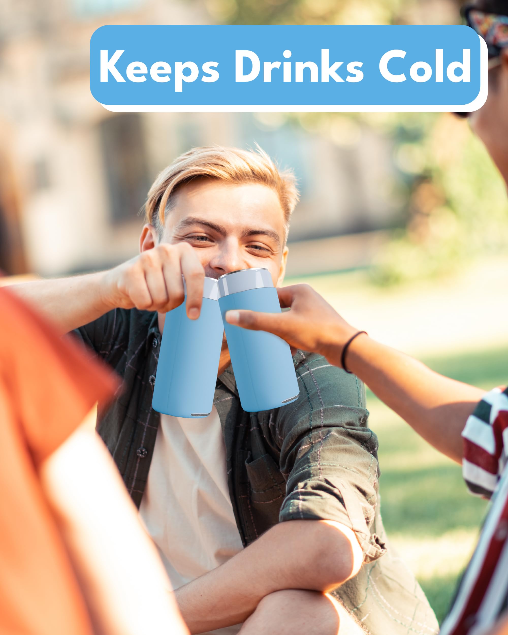 PartyPrints 200 Pack Slim Can Cooler Sleeves - Plain Blue Blank Sublimation Coolers for Beer Bottles & 12oz Tall Cans | Customizable Collapsible Insulated Drink Sleeves | Perfect for Parties, BBQs, Tailgating & Outdoor Events