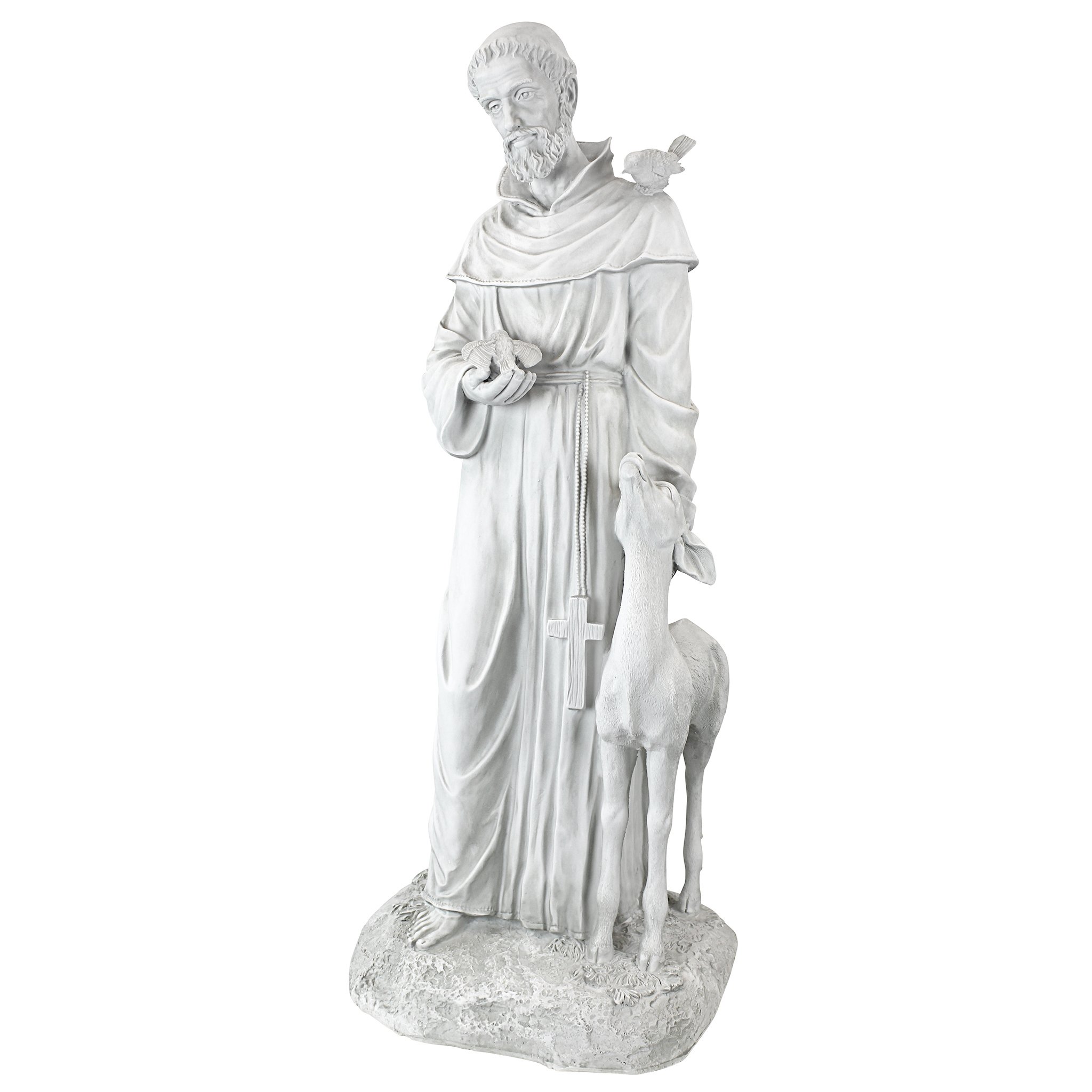 Design Toscano St. Francis of Assisi Garden Statue - 37 Inch Tall Patron Saint of Animals Outdoor Religious Decor, Cast Stone Resin with Antique Finish - Perfect for Garden, Patio, Church or Yard Decoration