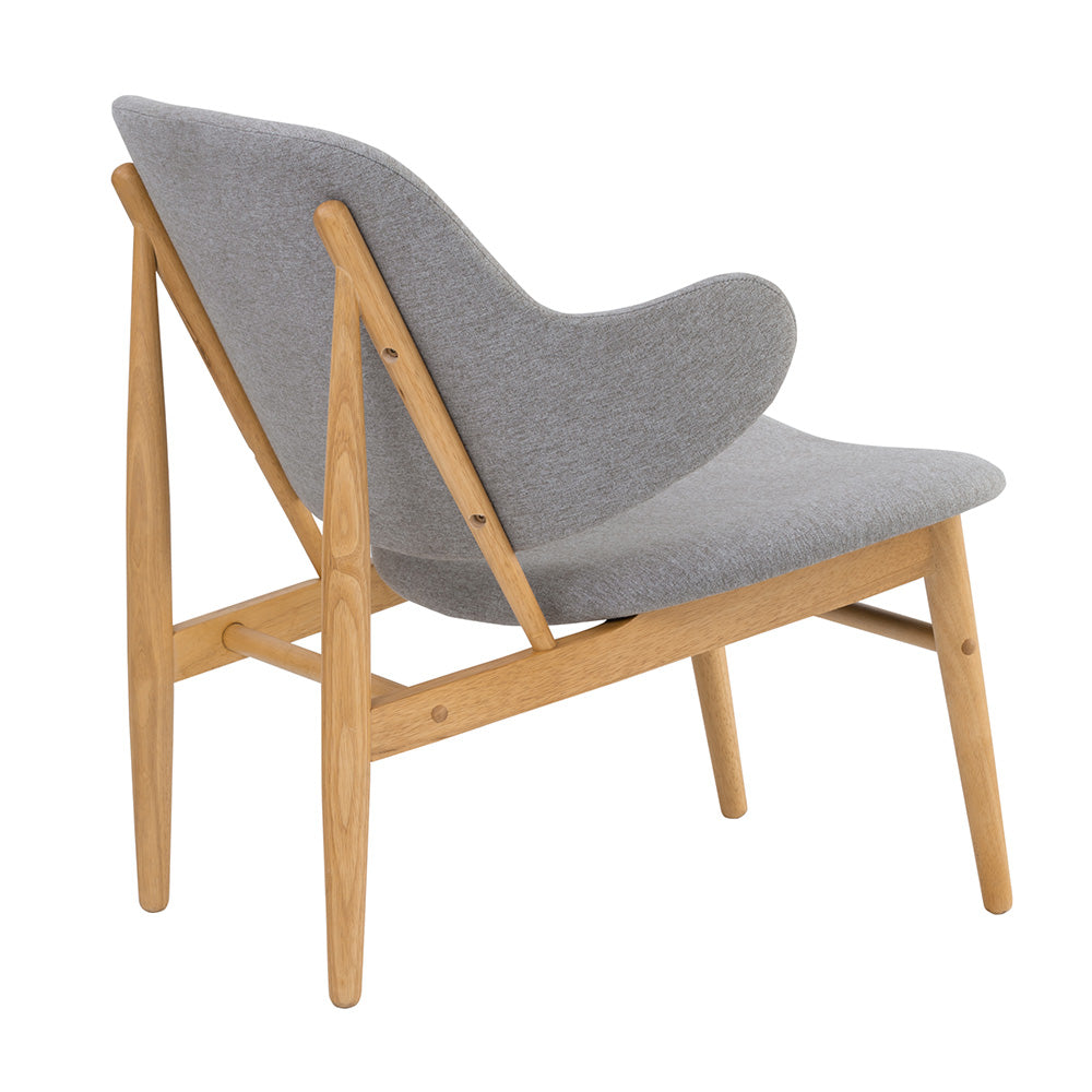 VERONIC Lounge Chair - Natural & Light Grey Fabric Upholstery - Modern Accent Chair for Living Room, Bedroom, or Office