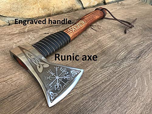 Viking Axe - Handcrafted Viking Gifts for Men with Vegvisir Symbol, Runes Art & Amulet - Perfect Viking Decor & Unique Gift for Boyfriend - Ideal for Home Decor, Viking Themed Parties & Norse Enthusiasts