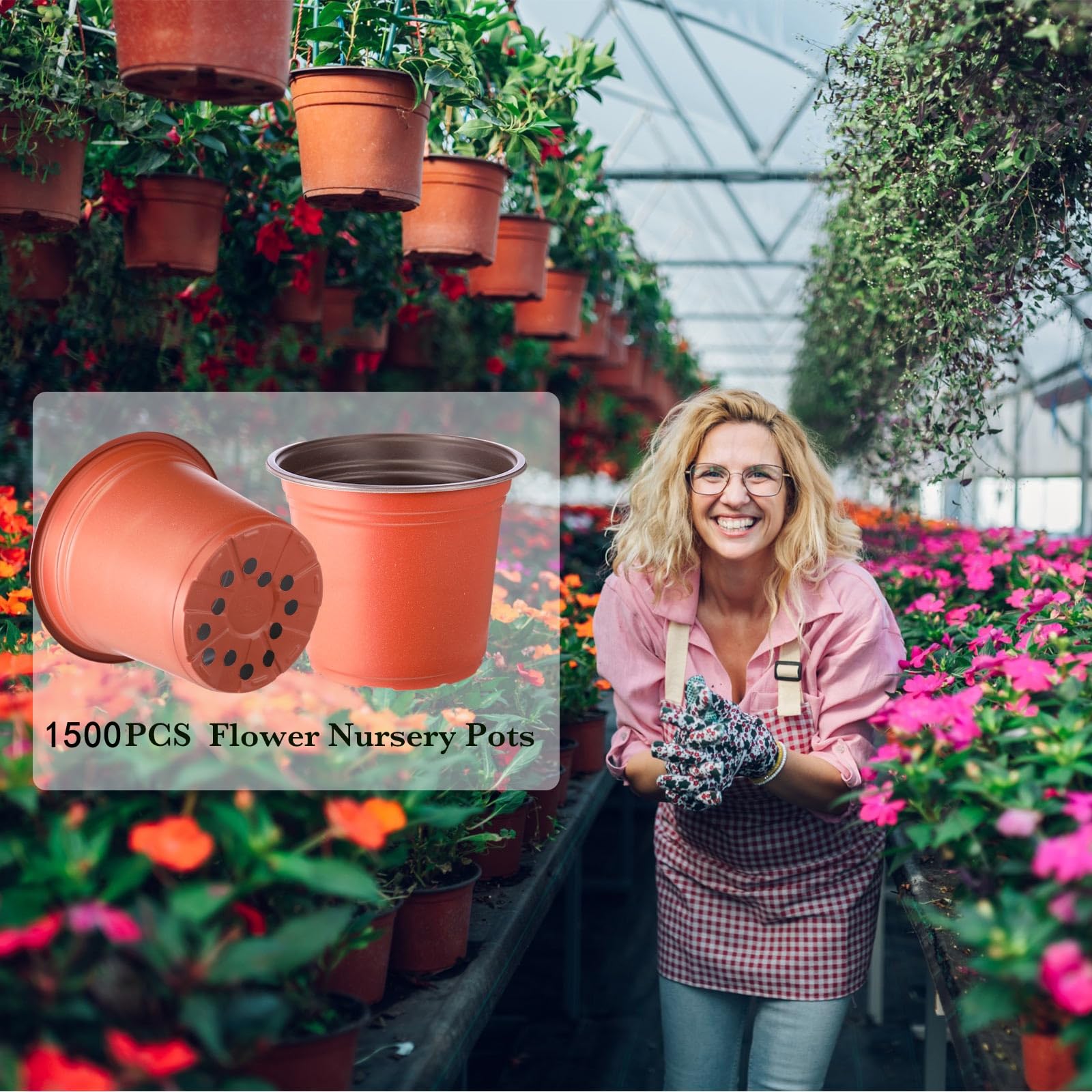 1500 Pcs 4 Inch Plastic Nursery Pots Bulk - Seed Starting Pots with Drainage Holes, Indoor/Outdoor Planters for Flowers, Herbs & Vegetables - Perfect for Gardening, Transplanting & Home Planting Supplies (Classic)