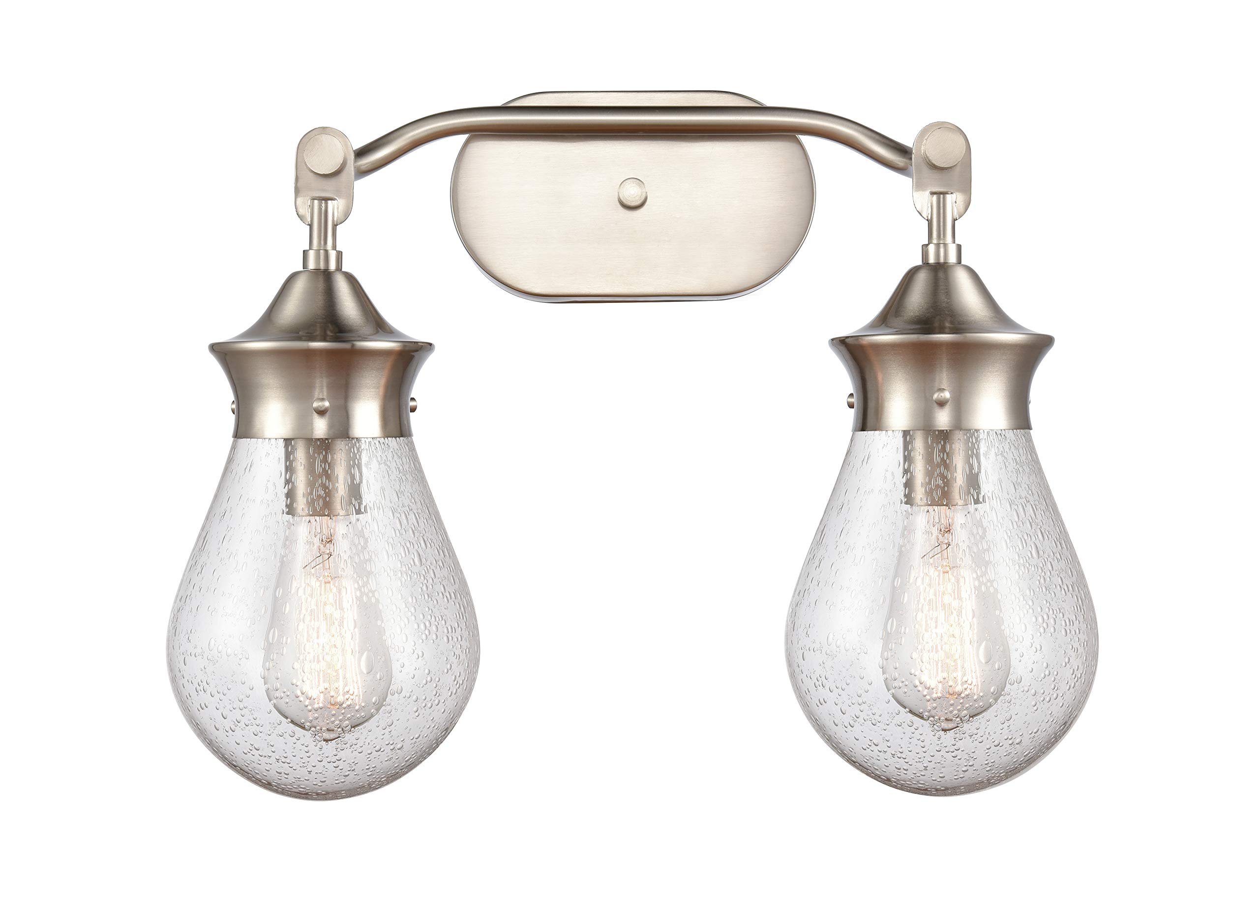 Innovative 414-2W-SN-6SDY-LED Modern Bathroom Vanity Light Fixture with 2 LED Lights in Silver Finish - Perfect for Bathroom, Powder Room and Dressing Area Lighting