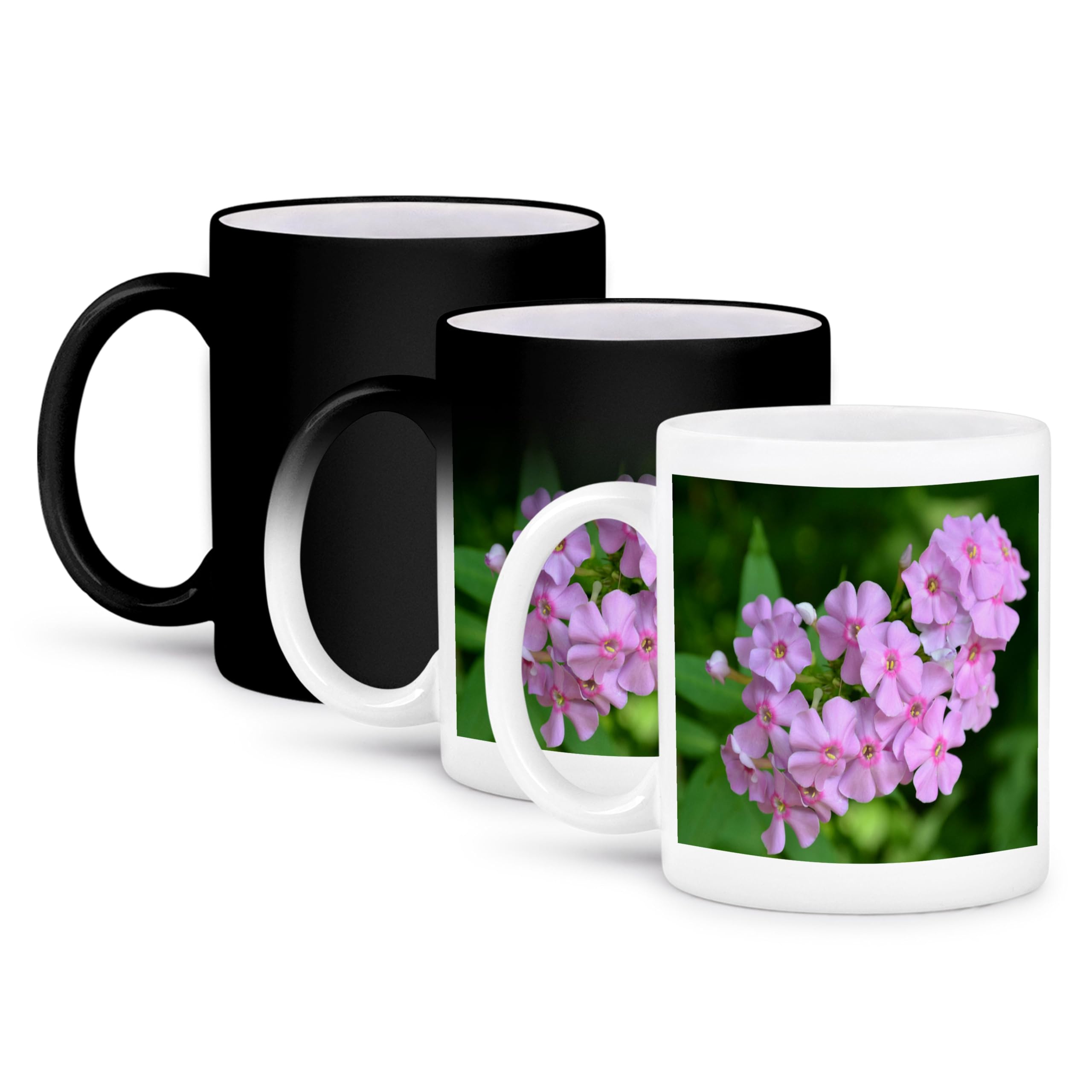 3D Rose Phlox Flowers Pink Magic Transforming Mug - 11 oz Heat-Activated Color Changing Coffee Cup for Home & Office Use