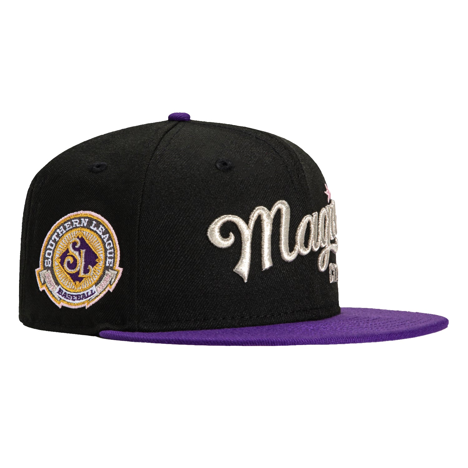 New Era 59Fifty Birmingham Barons Magic City Southern League Patch Snapback Hat - Black & Purple Baseball Cap for Men & Women - Perfect for Baseball Games, Streetwear Fashion & Collectors