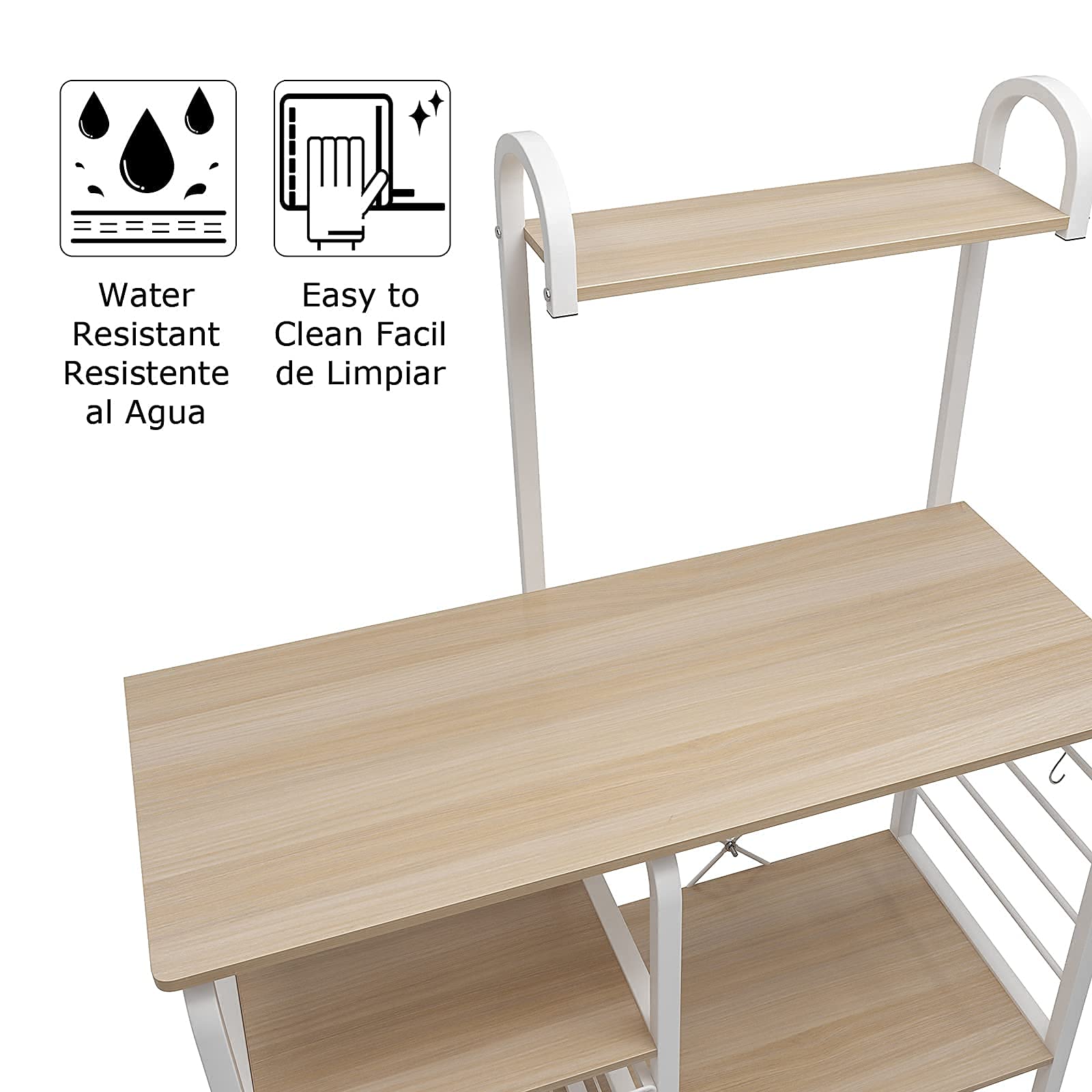 SogesPower 3-Tier & 4-Tier Kitchen Baker's Rack with Microwave Stand - White Maple Storage Shelf Organizer for Kitchen, Living Room, Pantry | Space-Saving Multifunctional Utility Shelf for Small Apartments & Home Organization