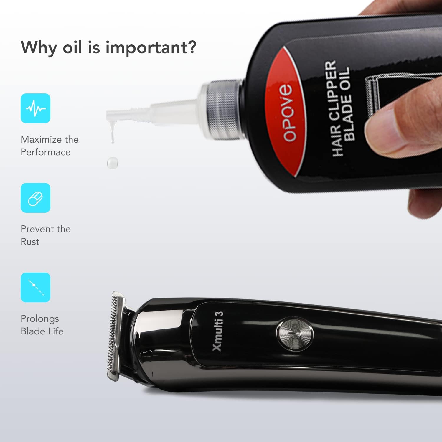 Opove Premium Hair Clipper Blade Lubricating Oil - 4.05oz/120ml for Clippers, Trimmers & Groomers | Rust Prevention & Smooth Operation | Includes Cleaning Brushes | Ideal for Home Haircuts & Professional Barber Use