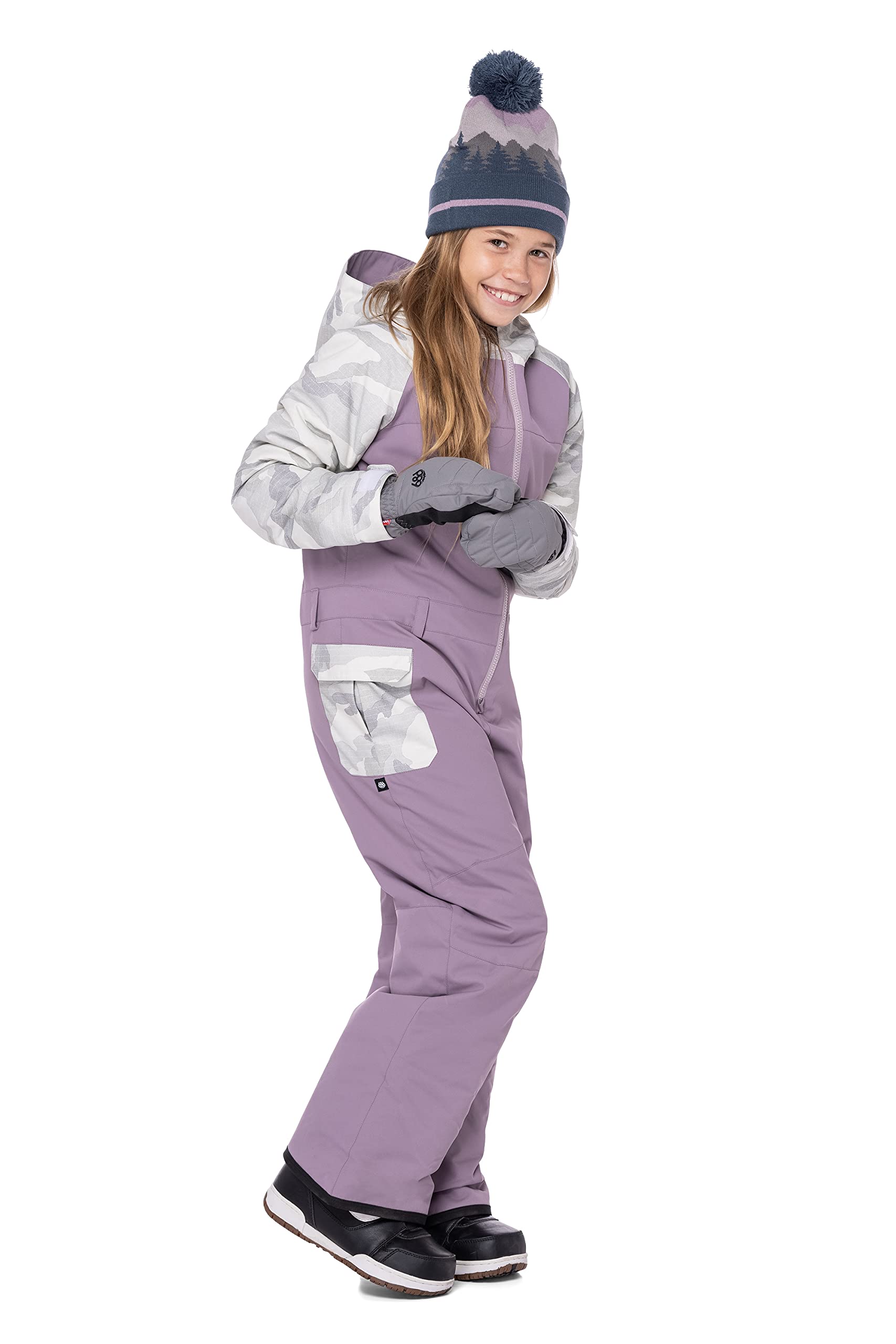 686 Girl's Shine Insulated One-Piece Snowsuit - Waterproof Winter Jacket & Pants with Helmet-Compatible Hood & Boot Gaiters - Weather Resistant for Skiing, Snowboarding & Outdoor Play