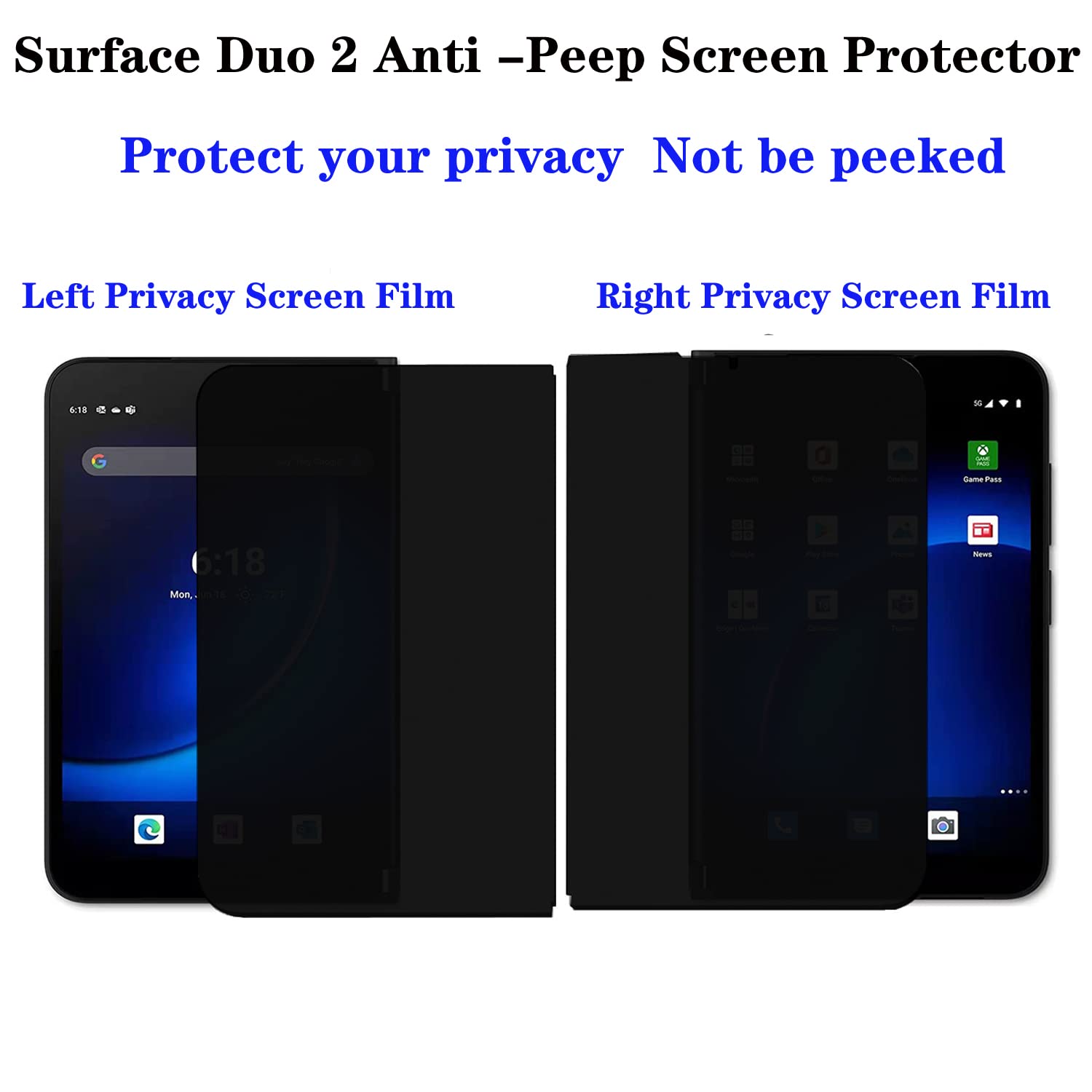 Microsoft Surface Duo 2 Privacy Screen Protector - Anti-Spy Matte Film with Scratch Resistance | Perfect for Office Work & Public Use
