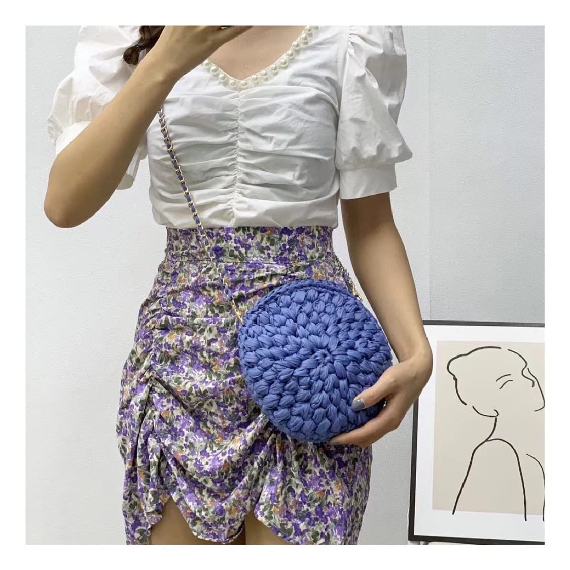 Hand-Woven Circular Crochet Wool Bag - Round Candy Color Knitted Crossbody Messenger Purse for Women | Boho Chic Accessory for Beach, Shopping & Everyday Use (Color: E, One Size)