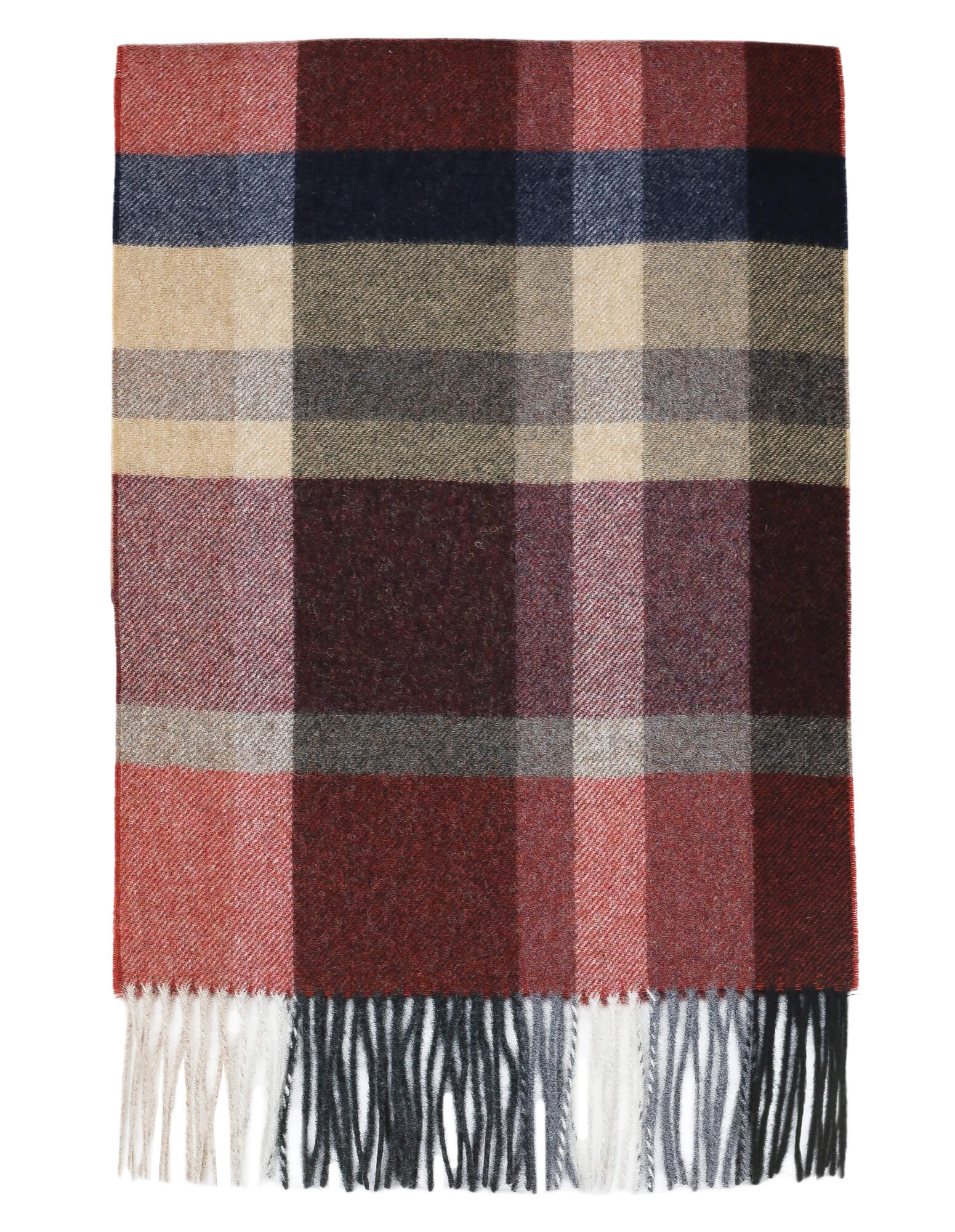 DÉCLIC Aosta Check Scarf for Women - Soft Plaid Winter Shawl Wrap in Burgundy - Perfect for Cold Weather, Office, and Holiday Outfits