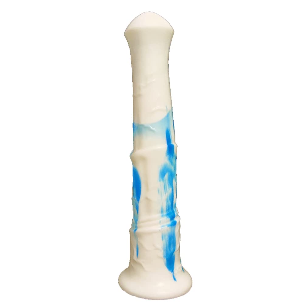 Premium Multi-Color Silicone Horse Dildo - Soft Flexible Adult Sex Toy for Women with Strong Suction Base (Blue & White) - Fantasy Play, BDSM, Couples Fun, Solo Pleasure