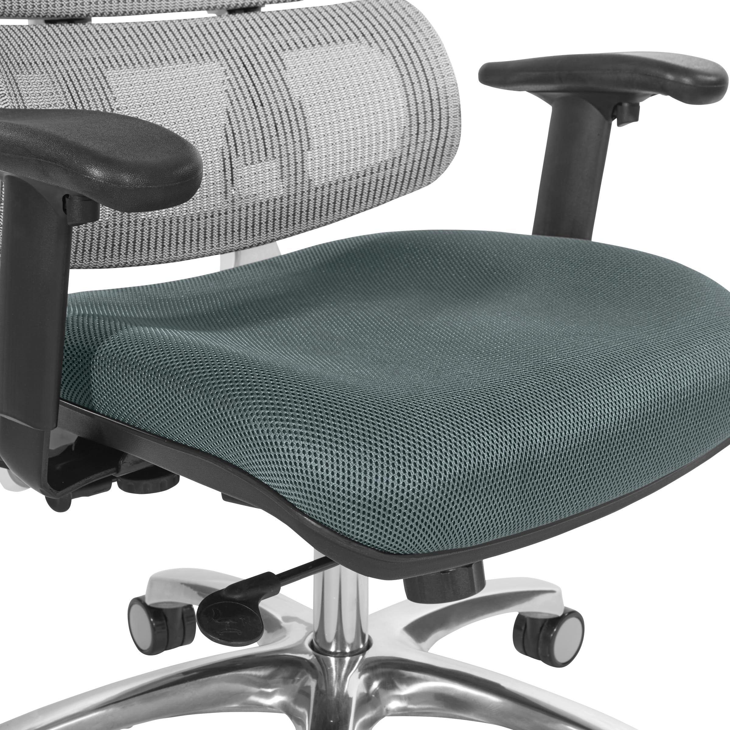 Office Star Pro X996 Ergonomic Mesh Office Chair - Adjustable Height, Lumbar Support & Tilt Function - White Mesh Back with Grey Seat & Polished Aluminum Base - Perfect for Home Office, Executive Desk & Conference Rooms