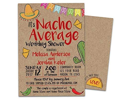 Nacho Average Bridal Shower Invitations - Kraft Fiesta Wedding Invites for Mexican Themed Parties & DIY Wedding Celebrations