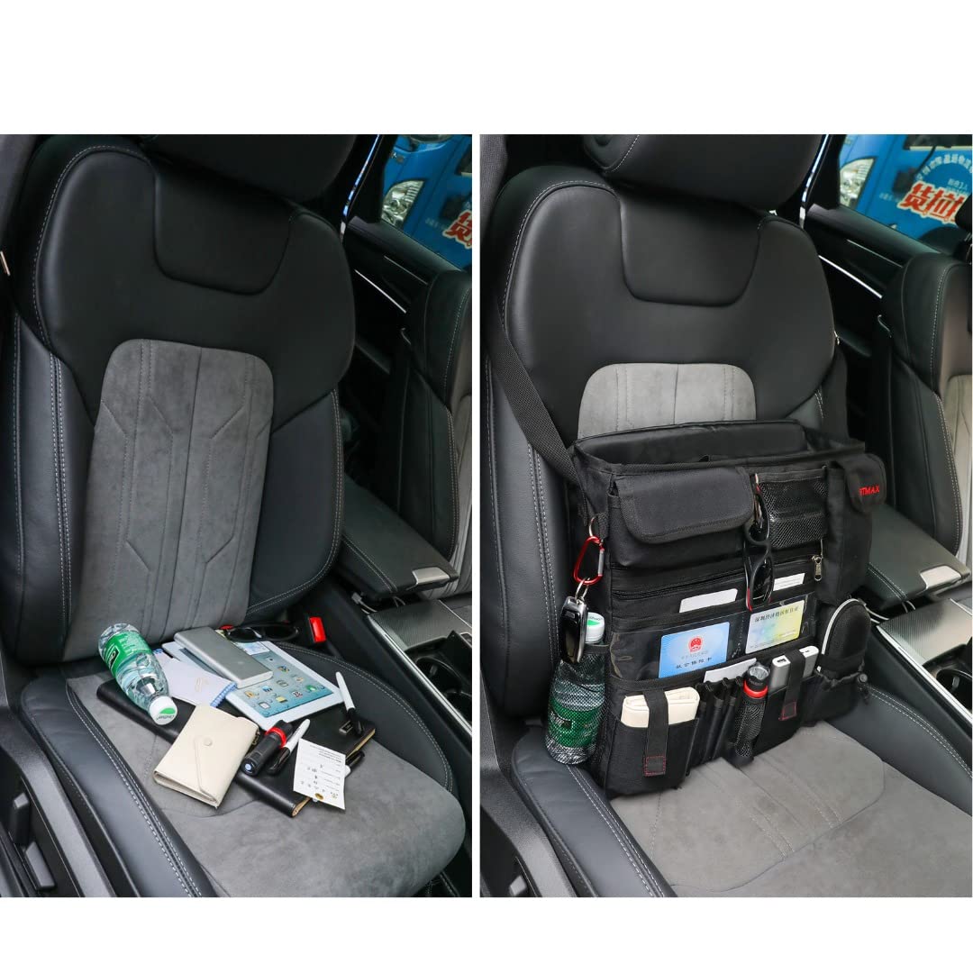 Professional Car & Truck Front Seat Organizer - Patrol Police Bag with Secure Laptop Storage & 25 Compartments | Office on the Go for Police, Delivery Drivers & Commuters