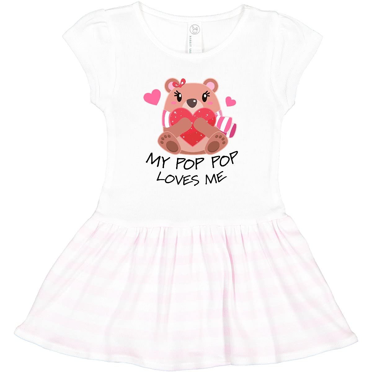 Inktastic My Pop Pop Loves Me - Bear and Hearts Toddler Dress for Girls | Cute Casual Outfit for Playdates, Preschool & Family Photos