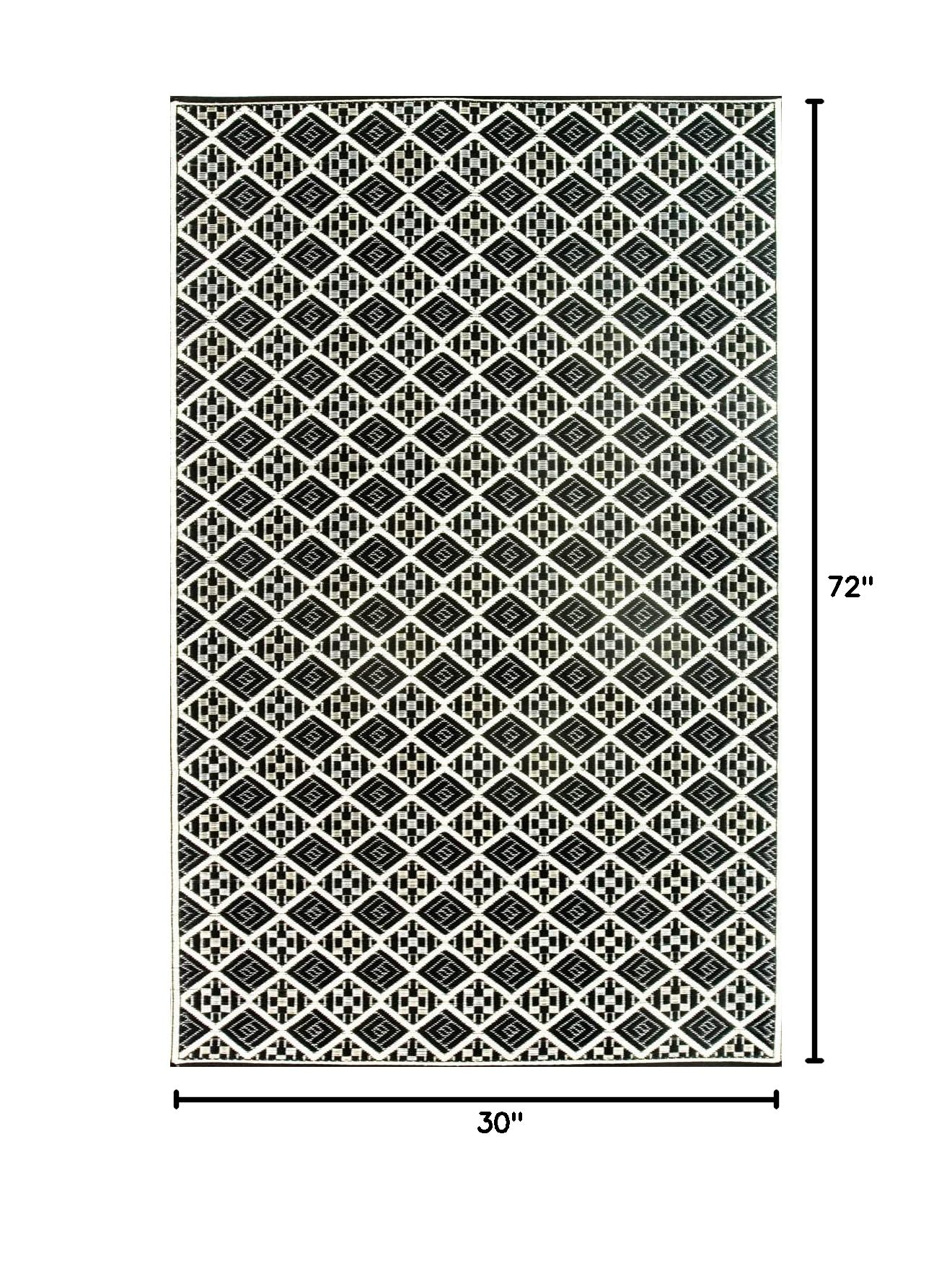 Mad Mats Geometric Outdoor Rug - Reversible Plastic Mat 5' x 8' in Scotch Black/White - Perfect for Patio, Deck, Poolside & Backyard Decor
