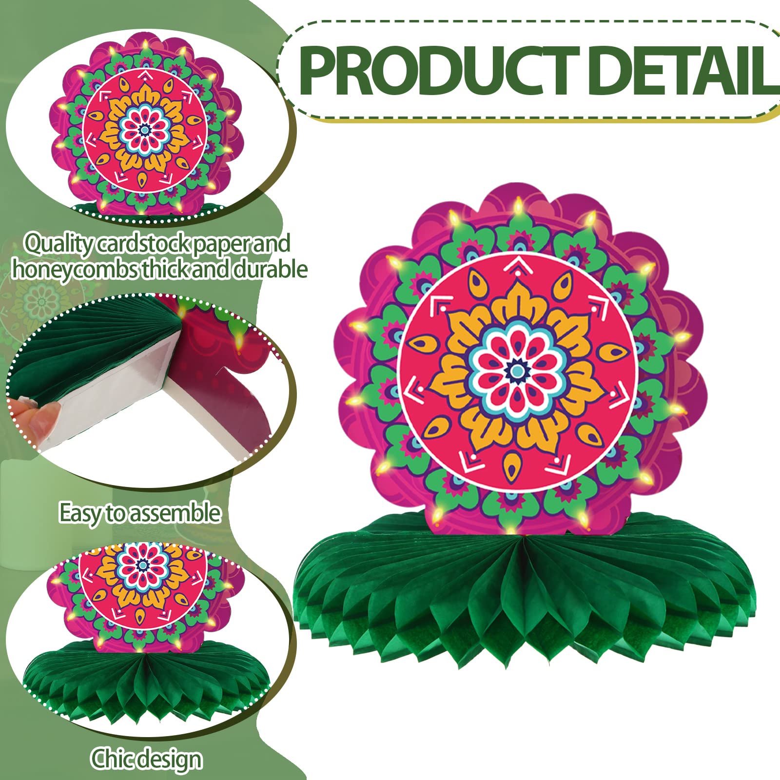 12 Pieces Diwali Honeycomb Decorations - Indian Style Table Centerpieces & Wall Hangings for Home, Party, Festival Celebrations - Perfect for Diwali, Weddings & Cultural Events