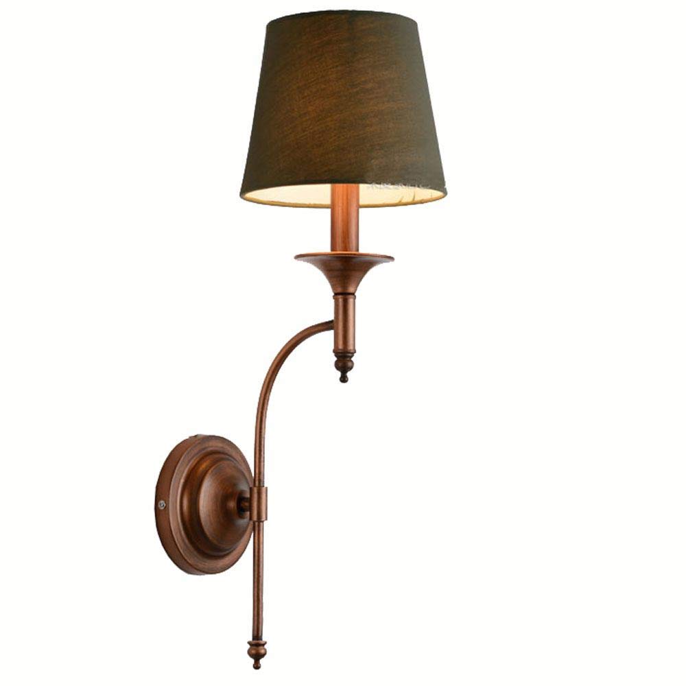 Vintage Mediterranean Style Fabric Wall Sconce - Green & Black Country Bedside Lighting for Bedroom, Hallway, Porch, Balcony & Staircase | Perfect for Rustic Home Decor & Ambient Lighting