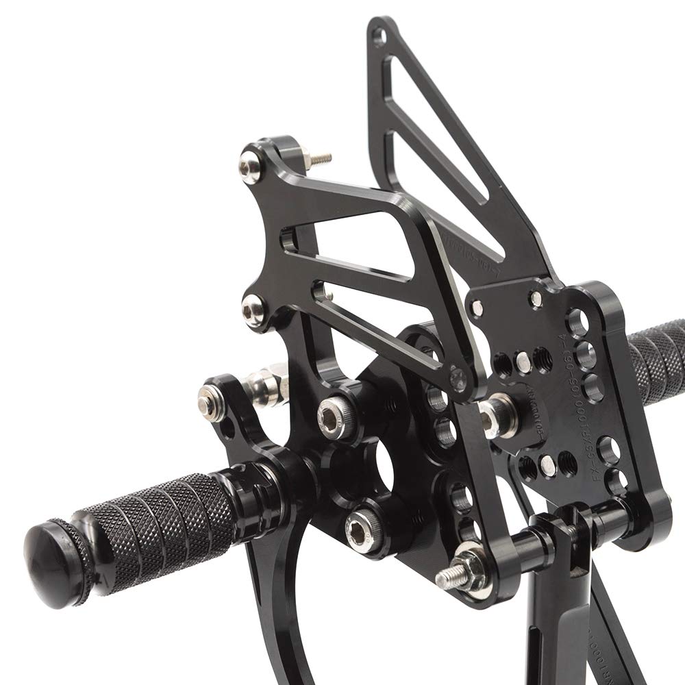 Adjustable CNC GSXR1000 05-06 Motorcycle Rearset Foot Pegs - Black Aluminum Alloy Footrests for Suzuki GSX-R1000 (2005-2006) - Perfect for Racing, Track Days & Performance Riding