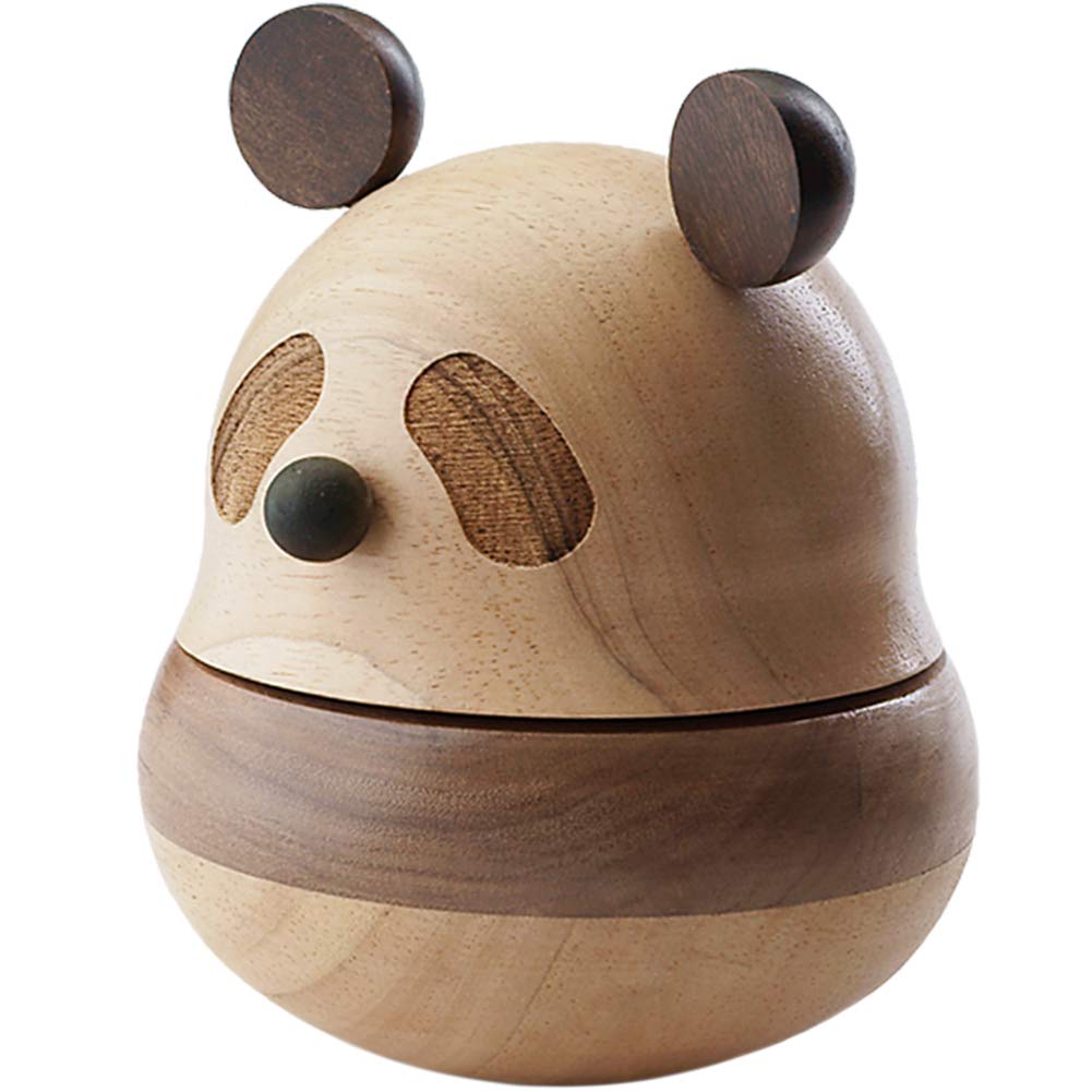 QYQCX Handmade Wooden Panda Rotating Music Box - Traditional Clockwork Musical Gift with Castle in The Sky Melody - Perfect for Nursery Decor, Baby Shower Gifts & Collectible Home Ornaments
