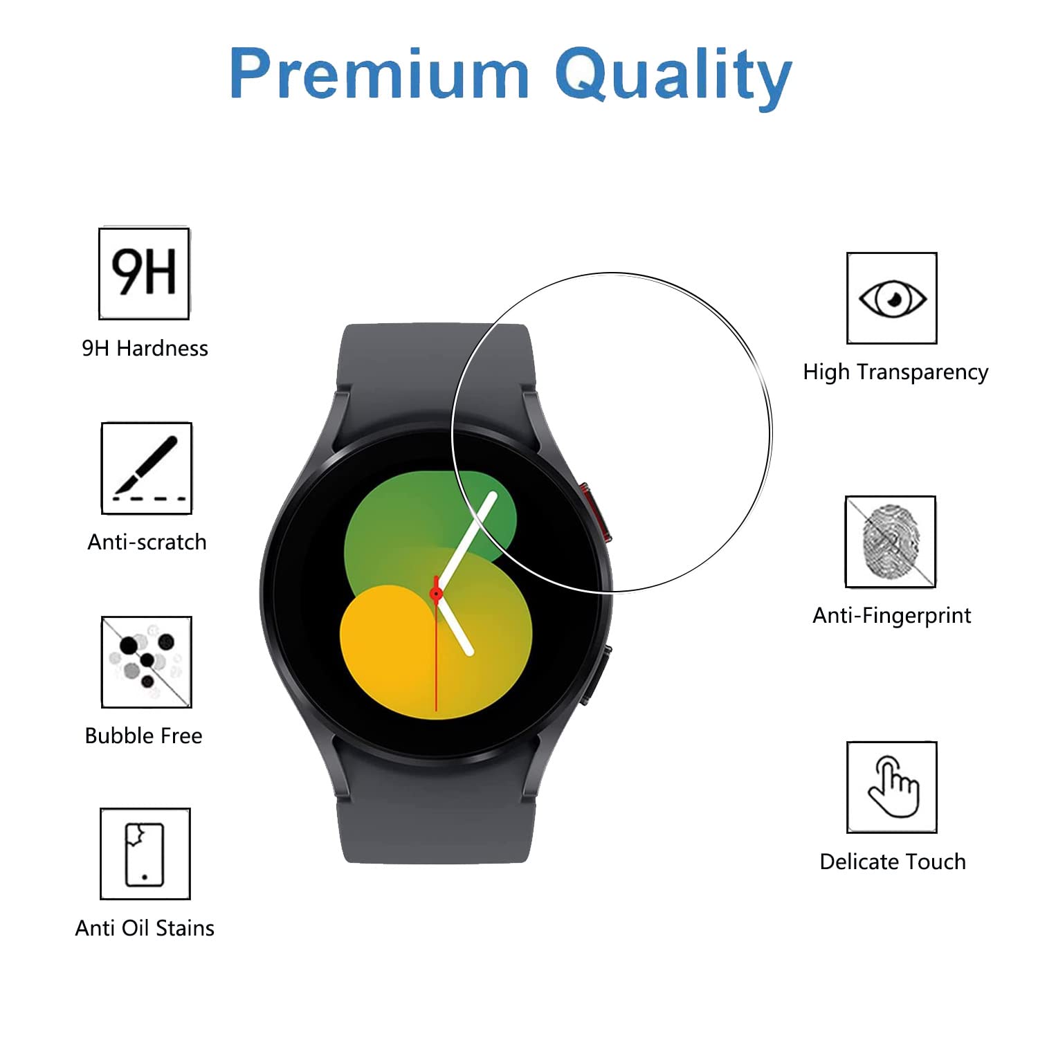 Samsung Galaxy Watch 5 (40mm) Screen Protector 5 Pack - Anti-Scratch & Fingerprint for Workout & Daily Use