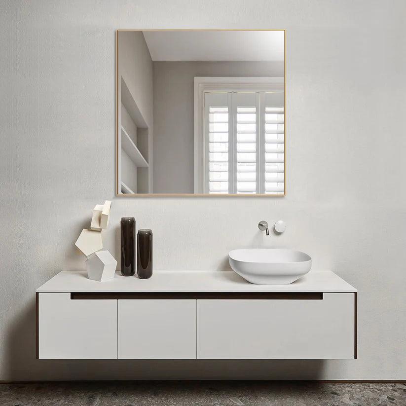 Sleek Modern Black Aluminum Framed Wall Mirror - Full Length Floor Mirror for Bedroom, Living Room & Entryway Decor