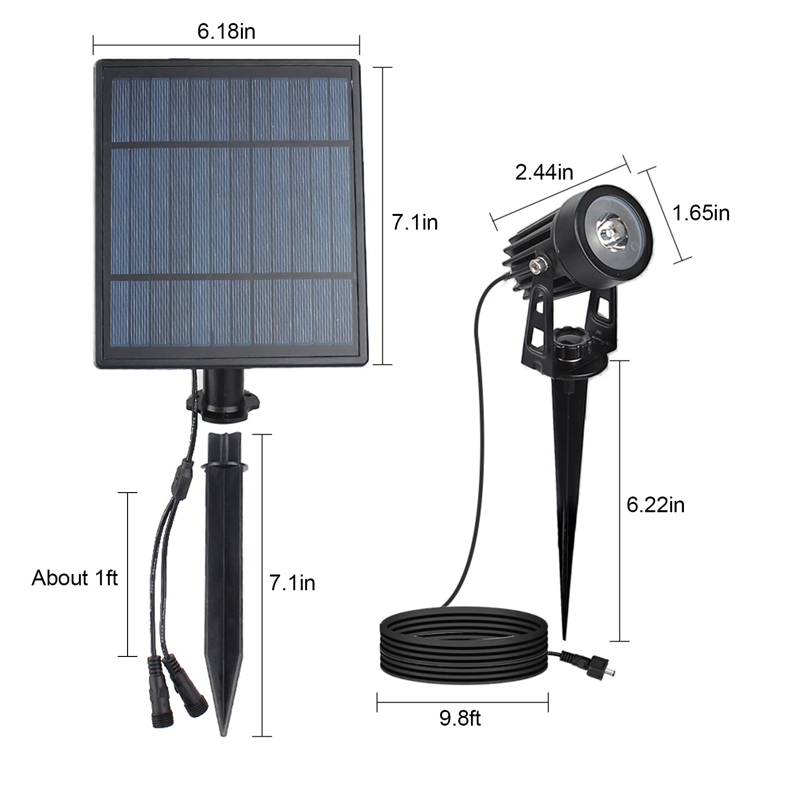 T-SUN 2W Solar Spotlights Outdoor - Waterproof Dual Head LED Landscape Lights for Garden, Yard, Pathway - Auto On/Off Solar Powered Wall Lights (Warm White) | Perfect for Patio, Driveway, Deck & Backyard Lighting
