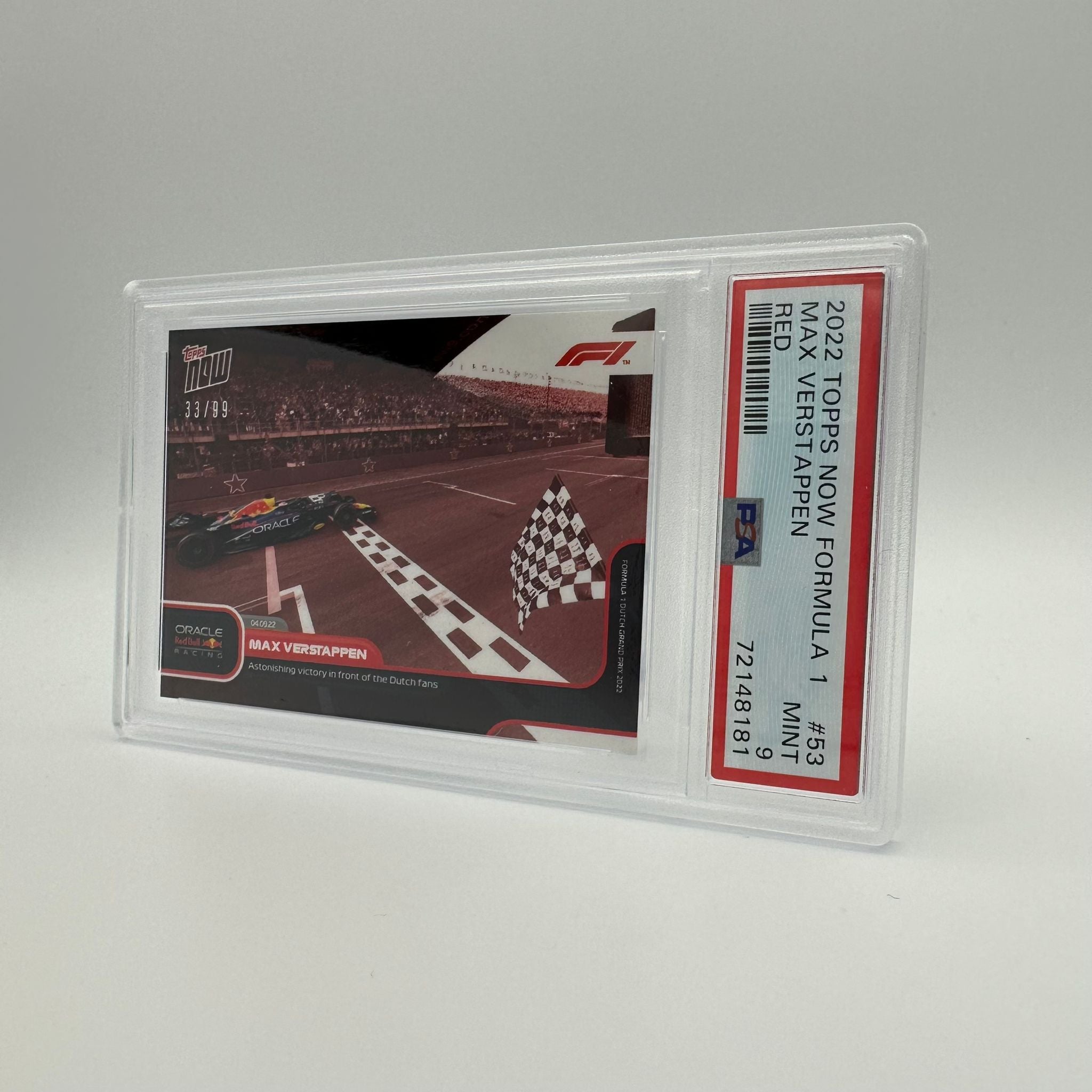 PSA 9 Graded 33/99 Max Verstappen 2021 Dutch GP Race-Winning F1 Trading Card - Limited Edition Collectible for Motorsport Fans & Memorabilia Enthusiasts