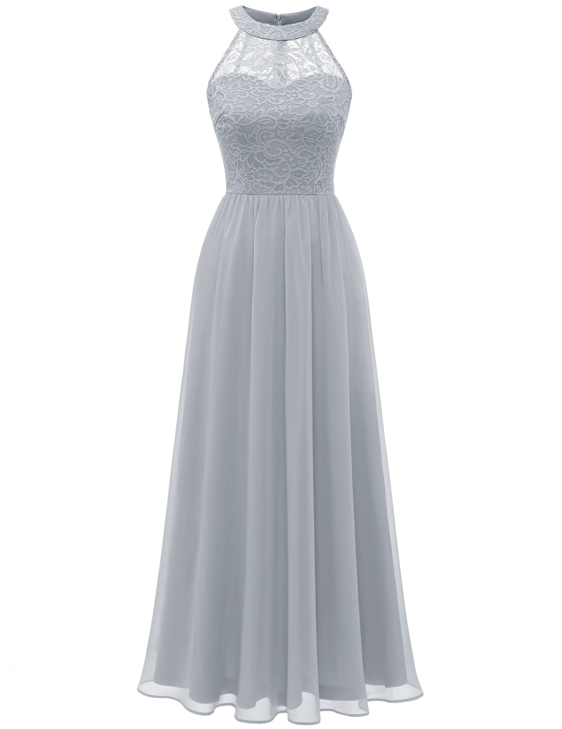 Elegant Women's Sleeveless Halter Floral Lace Formal Dress for Cocktail Party, Wedding, Bridesmaid & Special Occasions - Perfect for Evening Events, Prom & Summer Celebrations