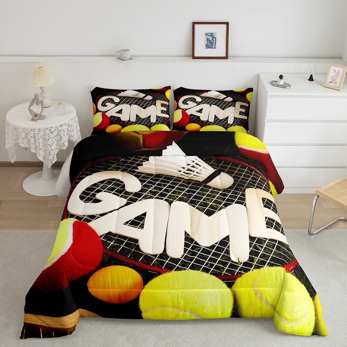3D Baseball Comforter Set Queen Size - Sports Themed Bedding for Boys, Kids & Adults - Lightweight, Warm & Soft Comforter with 2 Pillowcases - Perfect for Sports Lovers' Bedroom, Game Room Decor & Cozy Sleep
