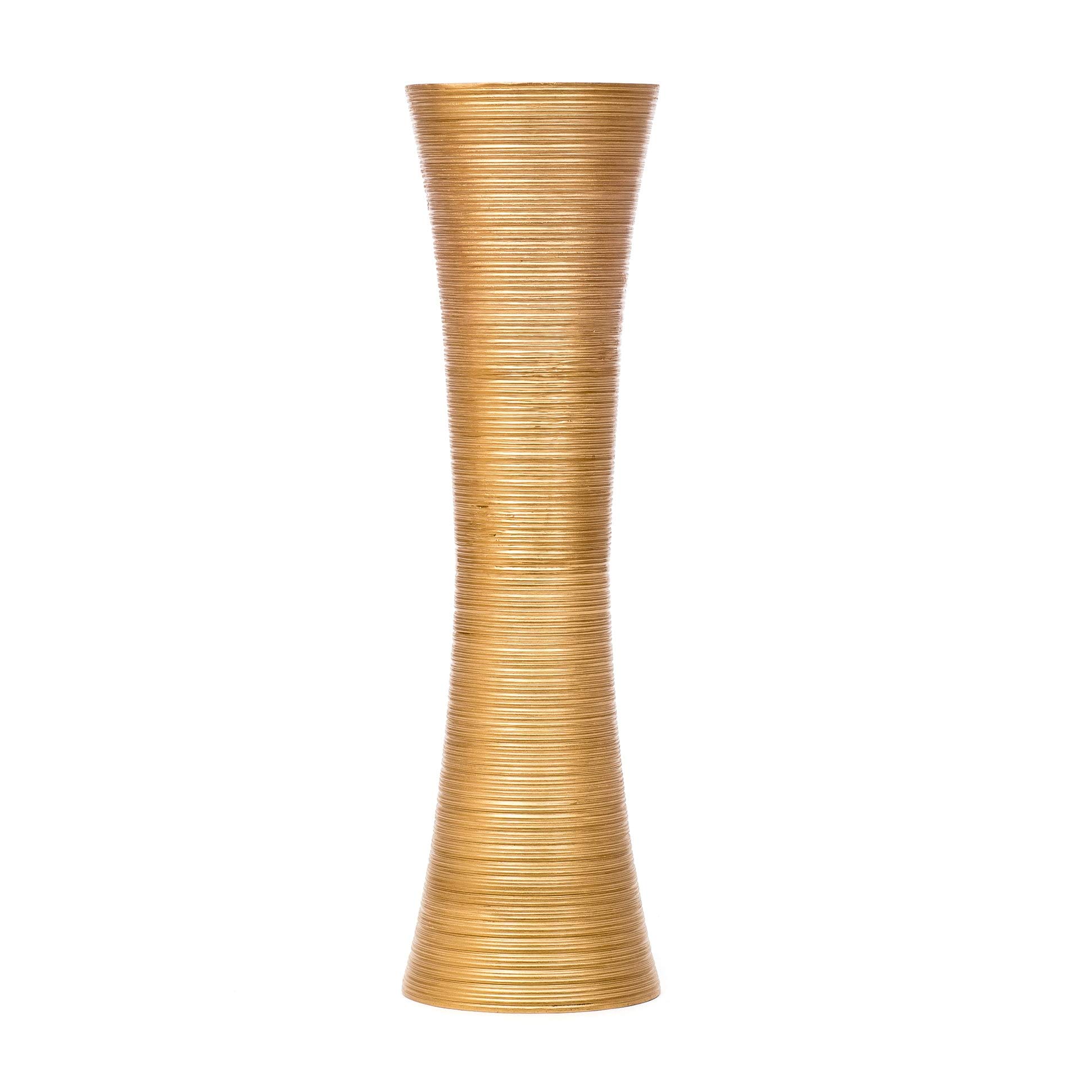 Leewadee 36 Inch Large Gold Floor Vase - Wooden Tall Farmhouse Decor for Flowers, Fake Plants & Pampas Grass - Perfect for Living Room, Entryway & Wedding Decor