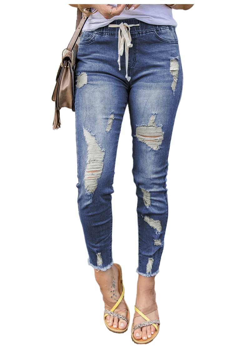 MyKrazyTees Women's High Waist Skinny Jeans - Stretch Ripped Destroyed Denim Pants for Casual Wear & Street Style Outfits
