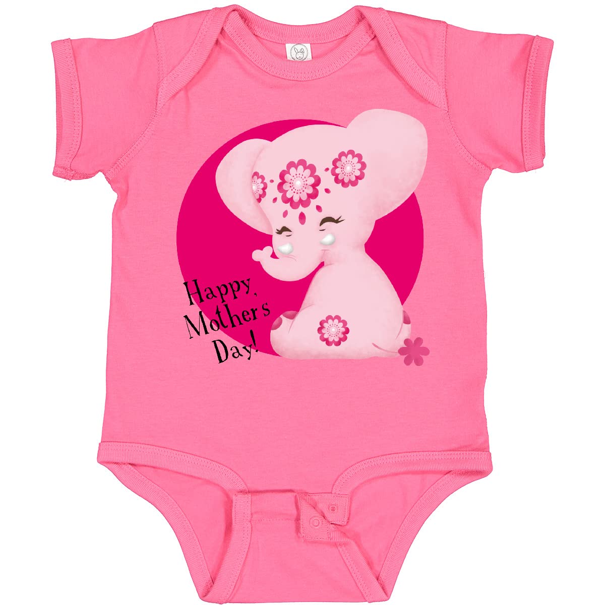 Inktastic Happy Mother's Day Pink Elephant Baby Bodysuit - Adorable Tiny Tusks Design - Perfect for Newborns, Infants & Baby Showers Gifts