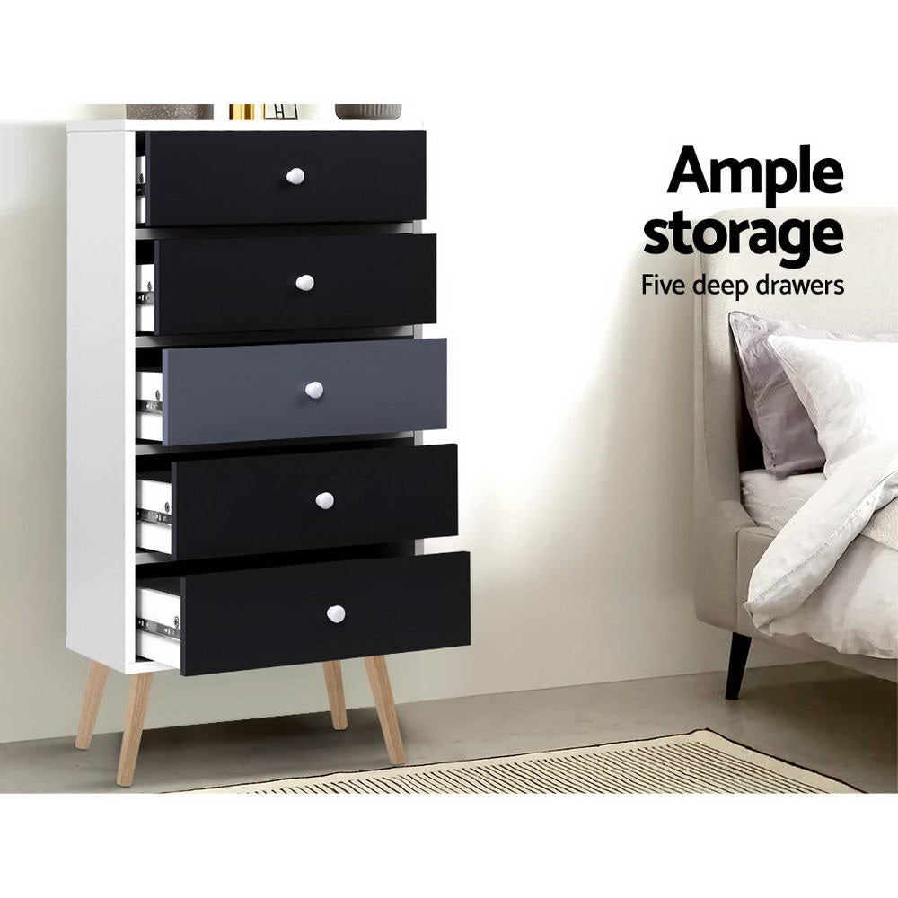 5-Drawer Chest Dresser for Bedroom - Tallboy Storage Cabinet with Ample Space - Perfect for Organizing Clothes, Linens & Accessories in Home or Dorm Room