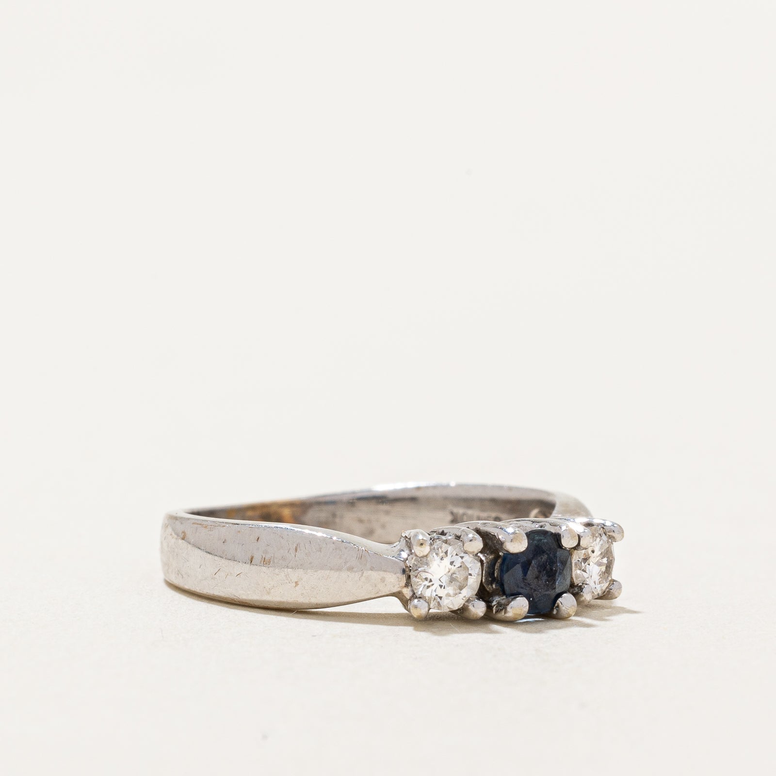 10K White Gold Sapphire and Diamond Ring - 0.20ct Center Stone, 0.235ctw Total Weight - Size 6 - Perfect for Engagement, Anniversary & Special Occasion Gifts