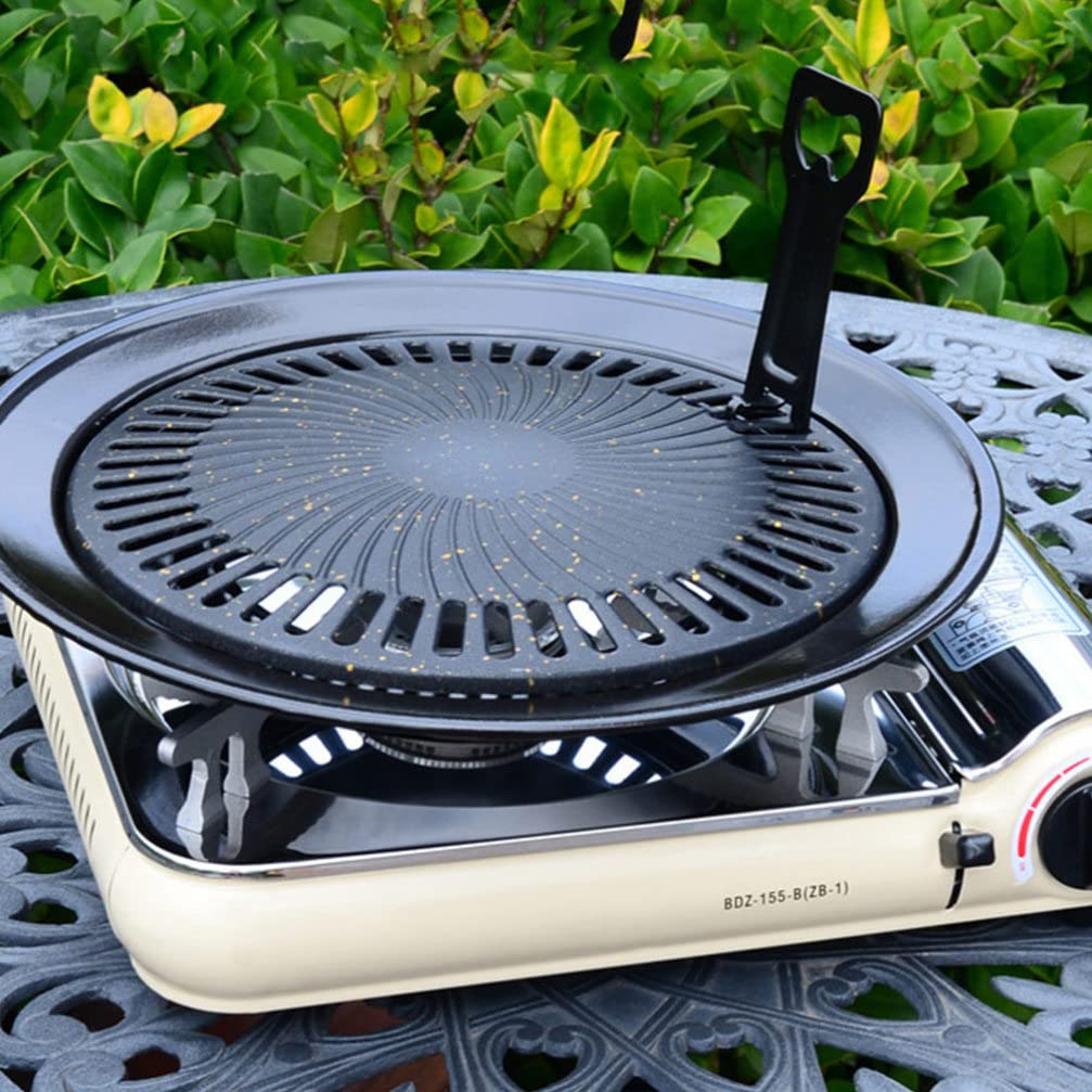 Yardwe Korean Cast Iron BBQ Grill Pan - Nonstick Stovetop Smokeless Grill for Grilling Vegetables, Eggs, Pork, Beef & Meat | Perfect for Indoor & Outdoor Cooking, Camping, Picnics & Backyard BBQs