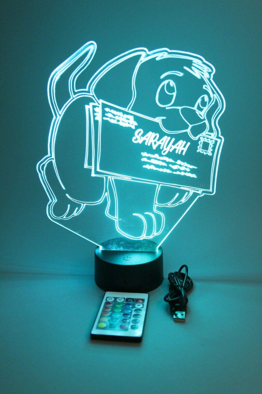 Personalized Custom LED Animal Night Light Lamp - 16 Color Remote Control Desk Lamp for Kids Room, Nursery, Bedroom | Cute Puppy Dog Shape Nightlight | Perfect Gift for Birthdays & Holidays