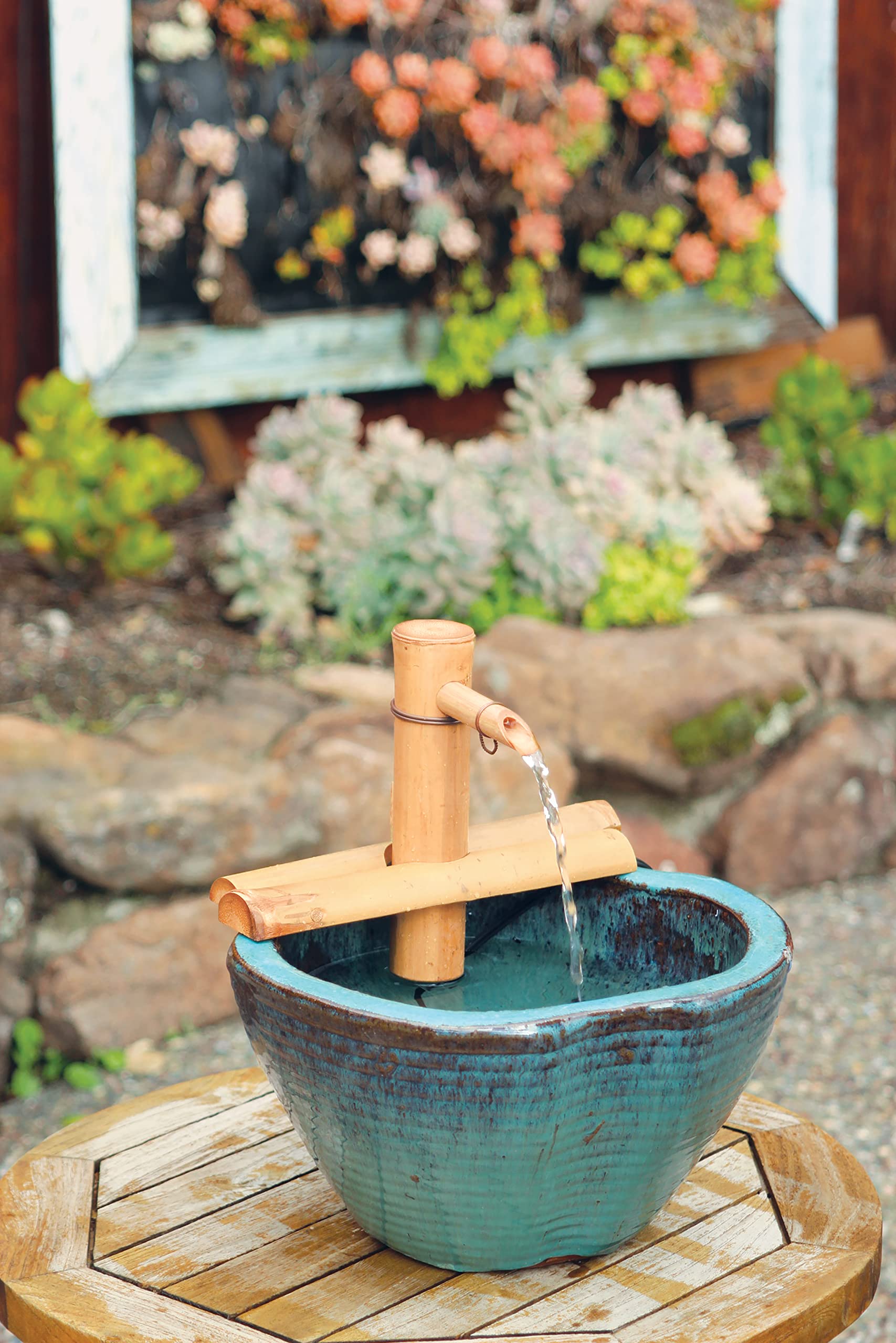 Bamboo Zen Garden Water Fountain Kit with Adjustable Spout & Submersible Pump - Smooth Matte Finish for Indoor/Outdoor Decor - Perfect for Home Office, Patio, or Meditation Space (7