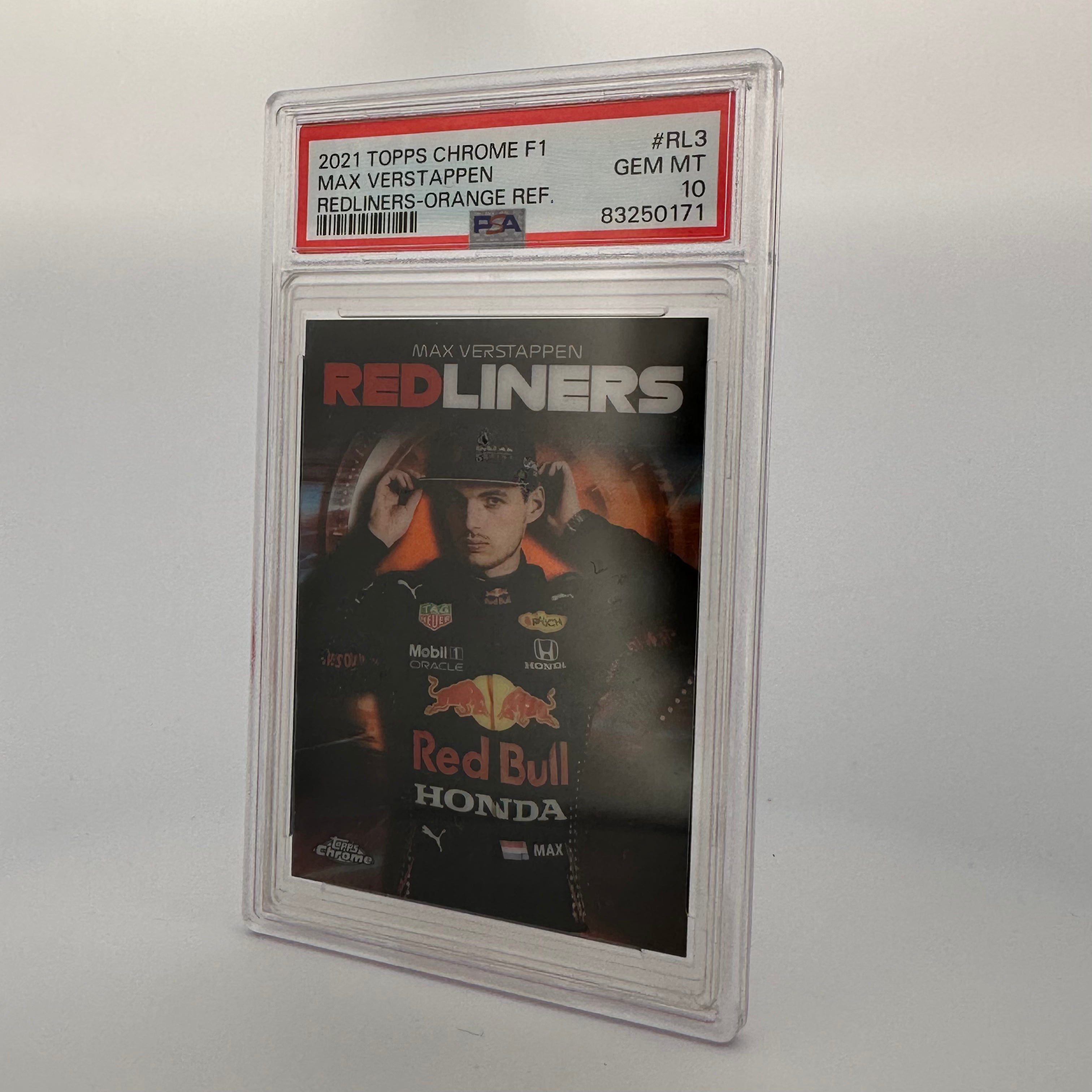 PSA 10 14/25 Max Verstappen #RL3 Redliners Orange Refractor - Rare Racing Card for Collectors & Fans, Perfect for Display & Investment