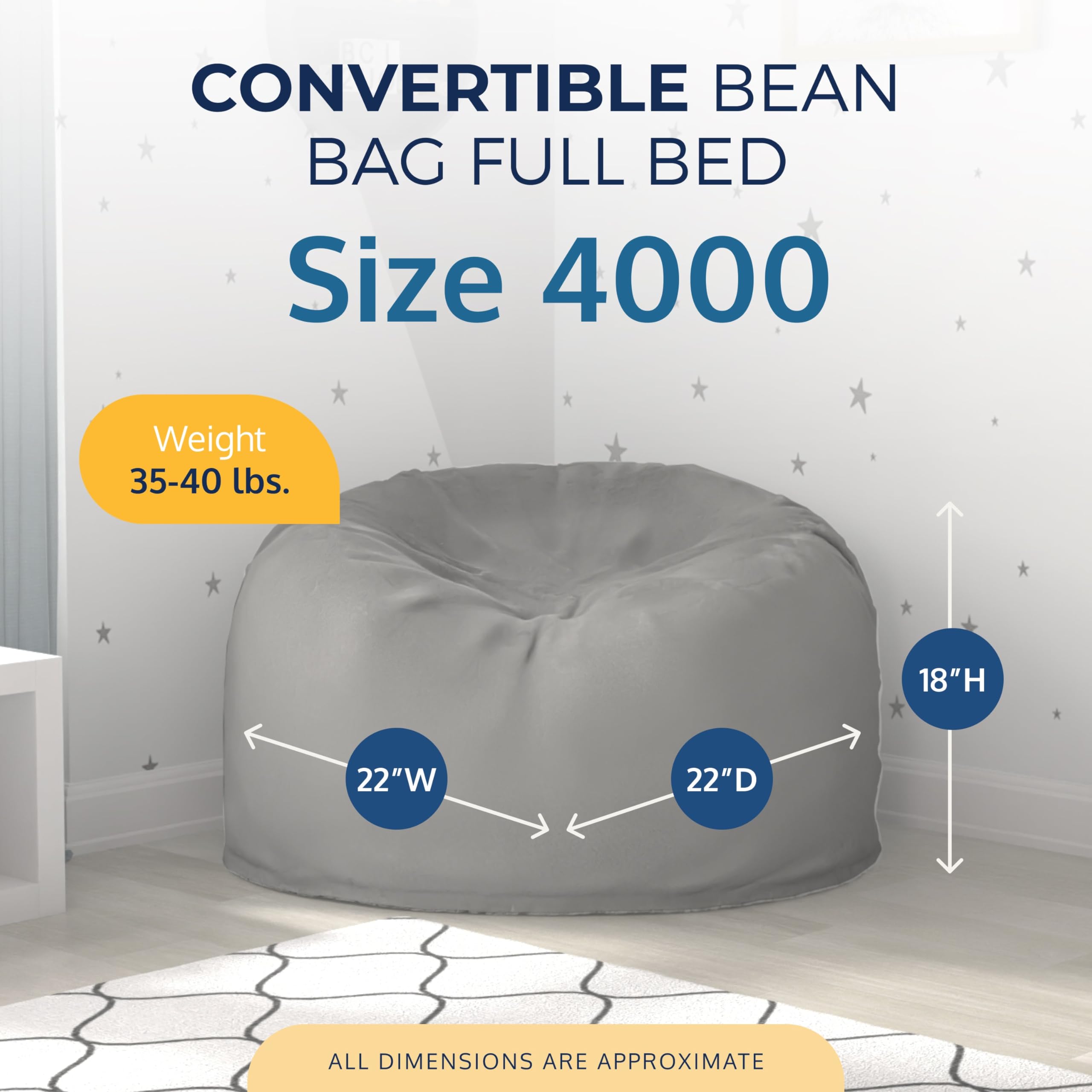 ULTIMATE SACK Convertible Bean Bag Chair to Cozy Sleeper - Versatile Sofa Bed & Futon Alternative for Living Room, Bedroom, Dorm or Guest Room | Comfortable & Stylish Multi-Functional Furniture for Lounging, Napping and Relaxing