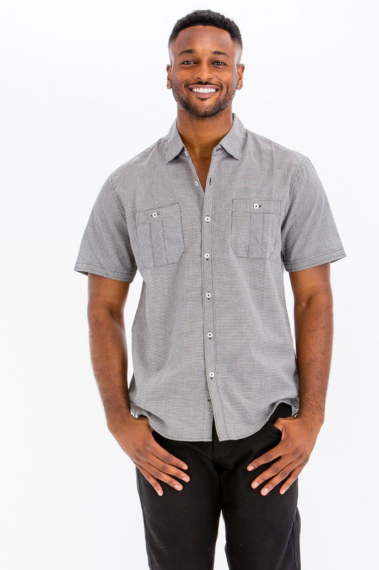 Men's Short Sleeve Button Down Shirt - Casual Slim Fit Breathable Dress Shirt for Work, Office & Summer Outings