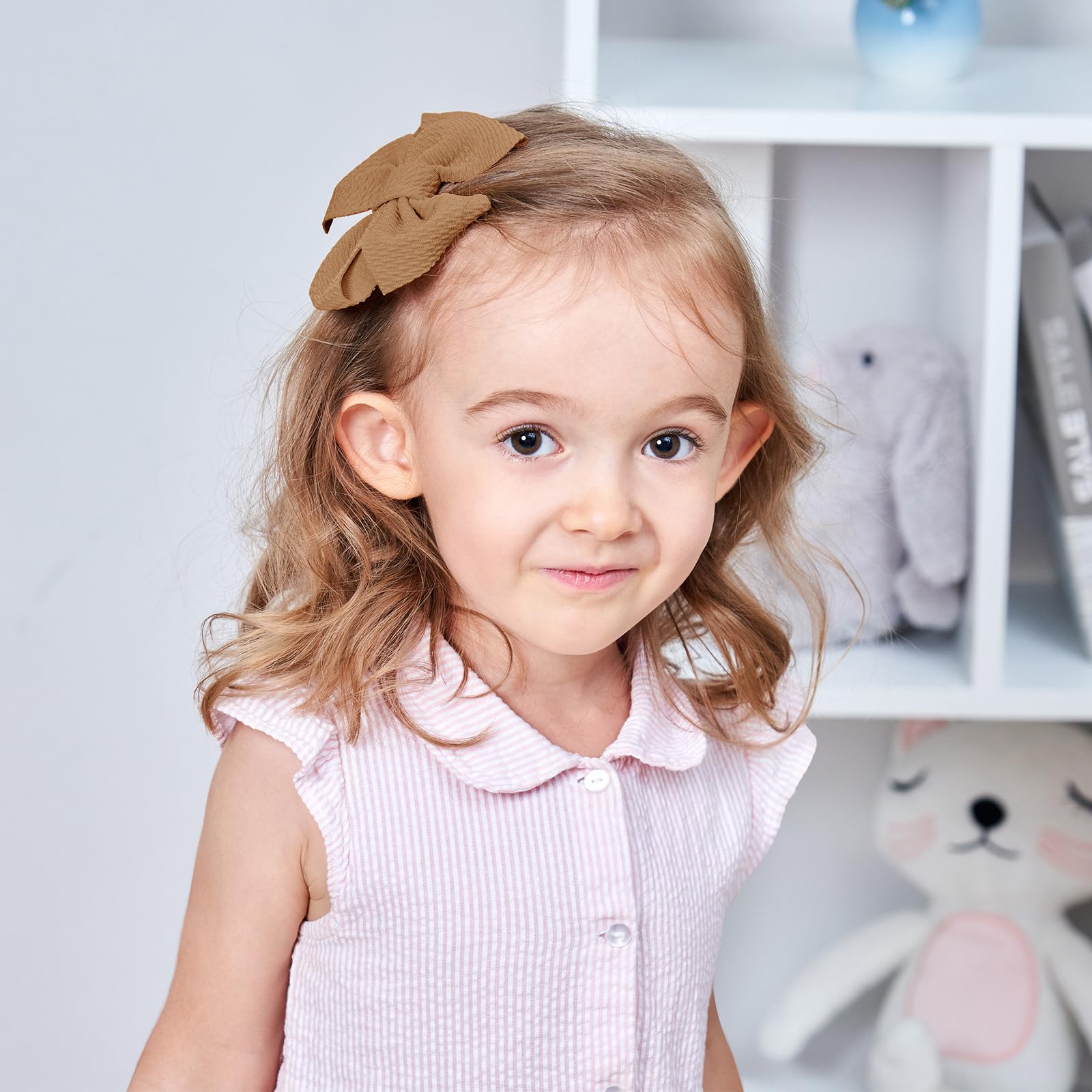 10 Pairs Hair Bows for Girls - Soft Twill Fabric Hair Clips for Toddlers & Baby Girls - Perfect for School, Parties & Daily Outfits