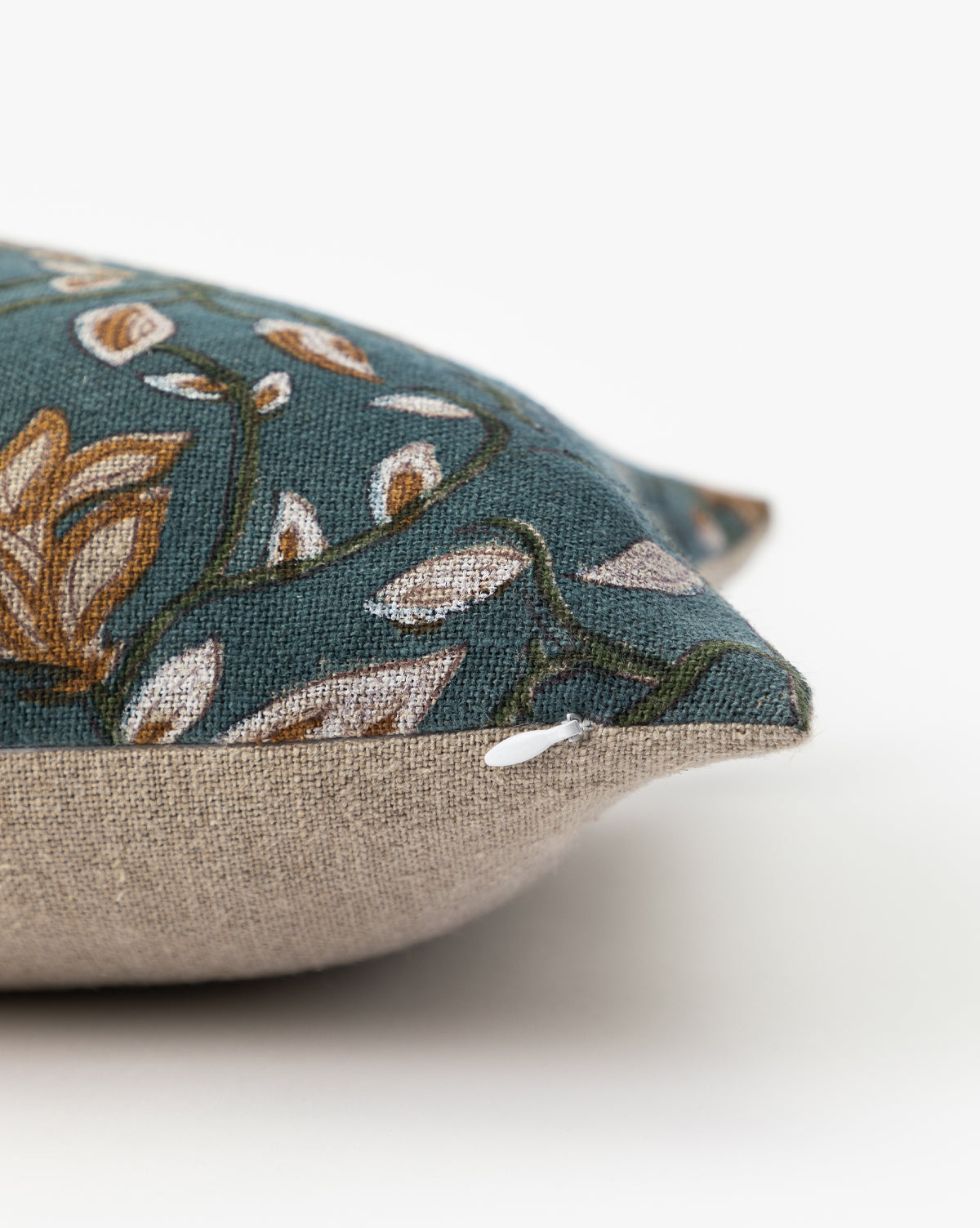 Teal Lotus Floral Pillow Cover - Decorative Bohemian Throw Pillow Case for Sofa, Bed, Couch - Home Decor & Living Room Accent