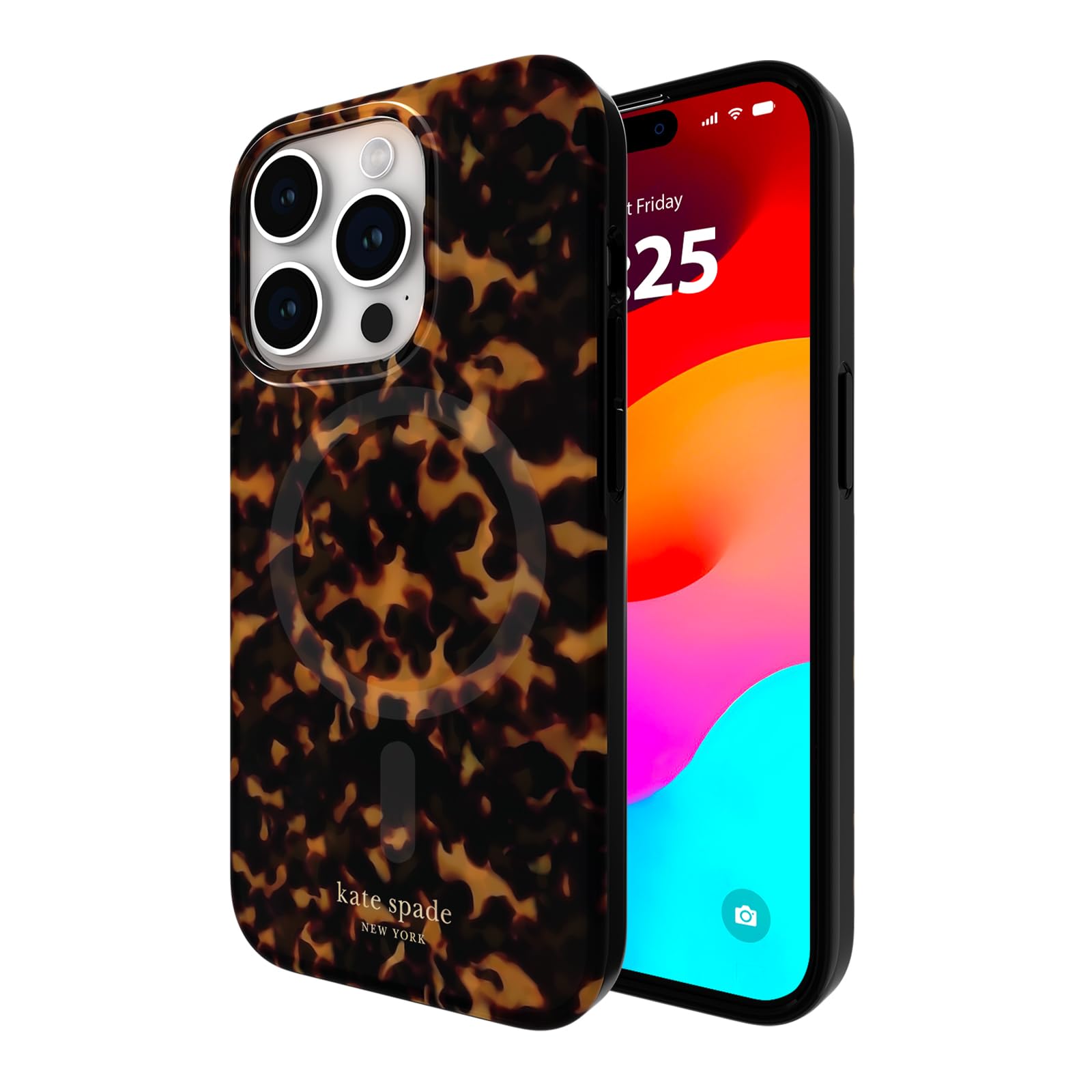 Kate Spade New York iPhone 15 Pro Case with MagSafe - Stylish Tortoiseshell Design for Women | Perfect for Work, Travel & Everyday Protection