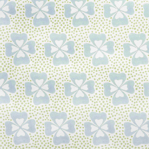 Clover Printed Fabric - Linen Cotton Blend Duck Egg Blue Fabric Sample for DIY Crafts, Home Decor & Sewing Projects