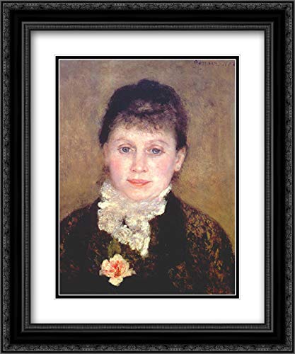 Pierre Auguste Renoir Woman With A White Jabot Art Print - 20x24 Black Ornate Frame, Double Matted Museum Quality - Perfect for Living Room, Bedroom & Office Decor