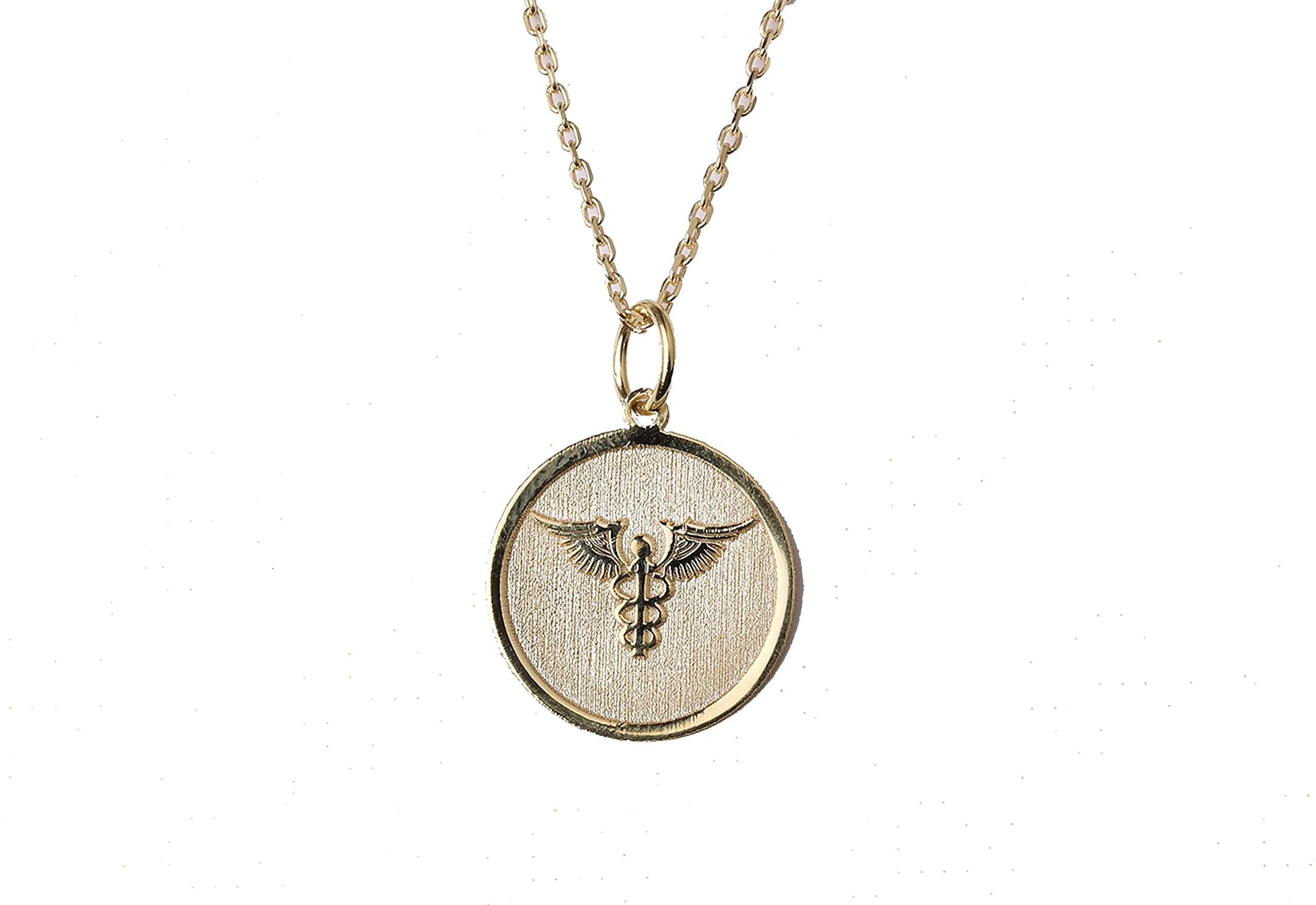 14K Gold Caduceus Medical Symbol Necklace - Personalized Doctor Nurse Jewelry Gift - Engravable Medical ID Pendant for Healthcare Professionals (Ideal for Graduation, Appreciation Gifts & Daily Wear)