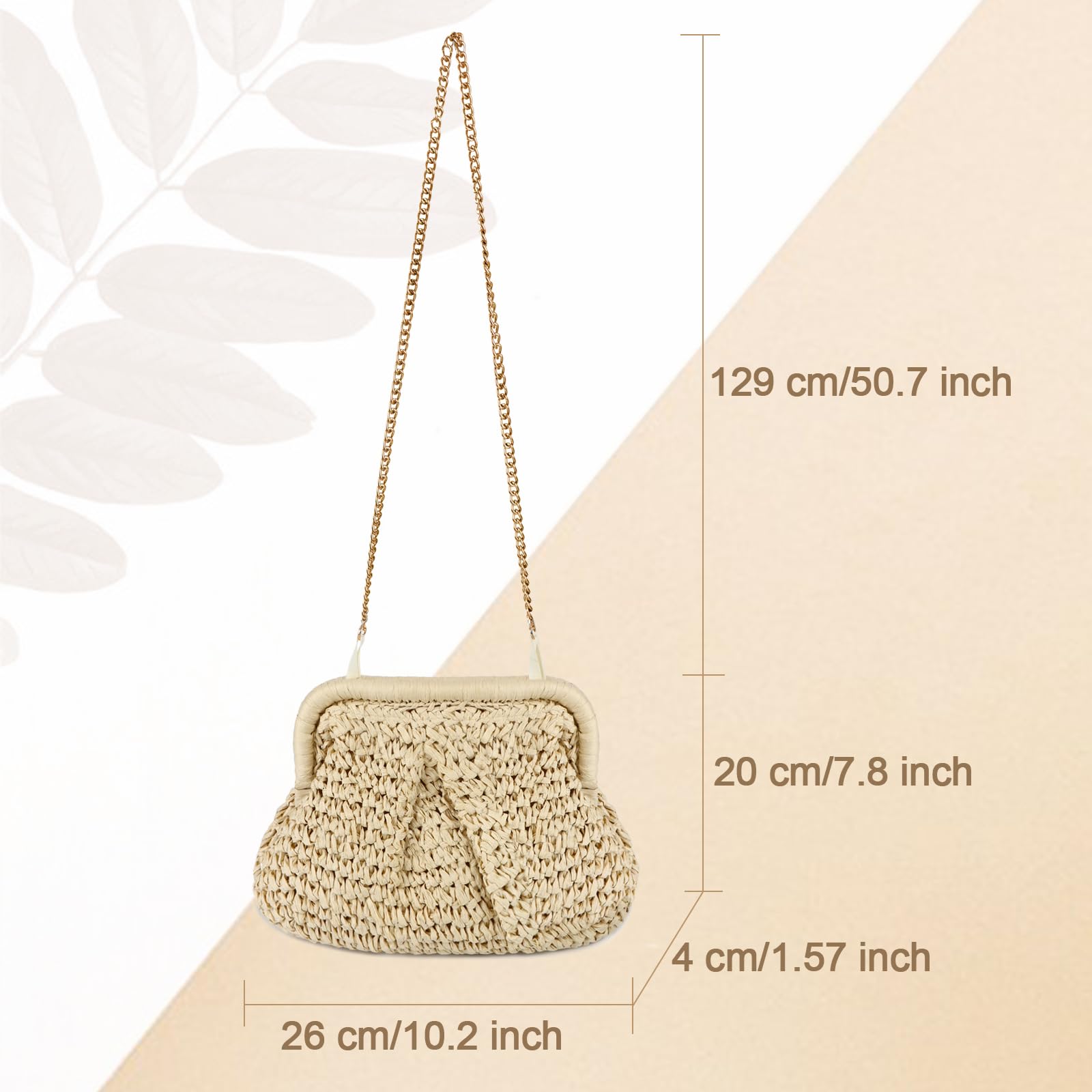 Straw Clutch Purse for Women - Handwoven Dumpling Crossbody Bag, Summer Beach Tote, Boho Chic Woven Straw Handbag for Casual Outings, Vacations & Date Nights