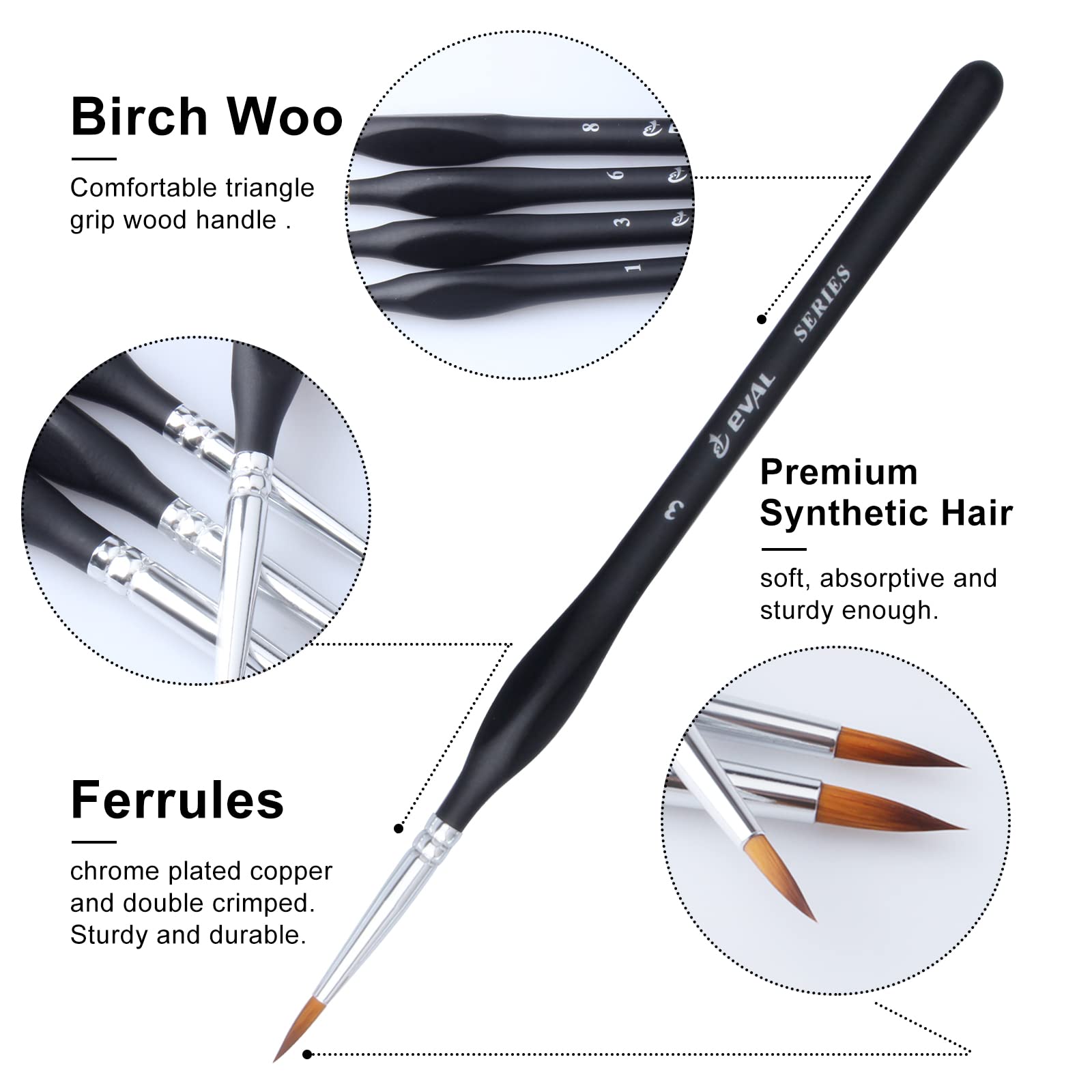 10-Piece Detail Paint Brush Set - Miniature Fine Detailing Brushes for Acrylic, Watercolor & Oil Painting - Professional Art Brushes for Models, Line Drawing & Miniature Art - Perfect for Artists, Hobbyists & DIY Craft Projects
